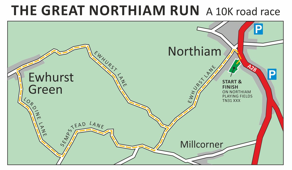 The Great Northiam Run (formerly Rother Valley 10k) course map