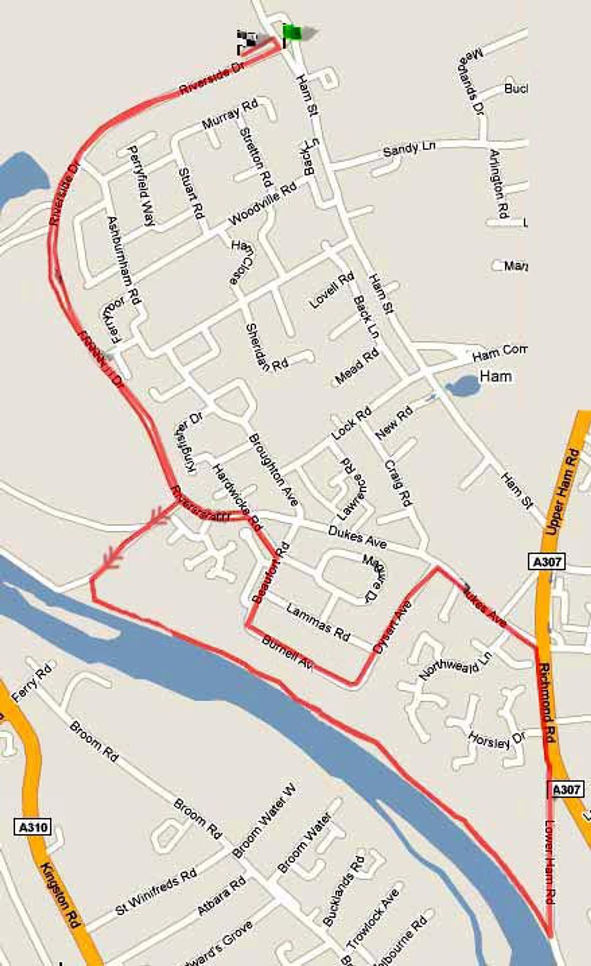 Ranelagh Harriers Richmond 10k course map