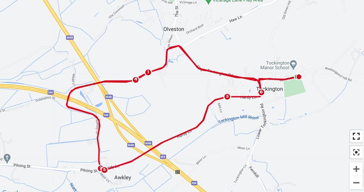 Swim-Bike-Run MINI DUATHLON at Tockington, Bristol course map