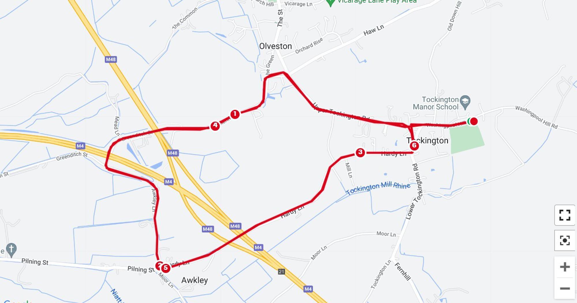 Swim-Bike-Run MINI DUATHLON at Tockington, Bristol course map