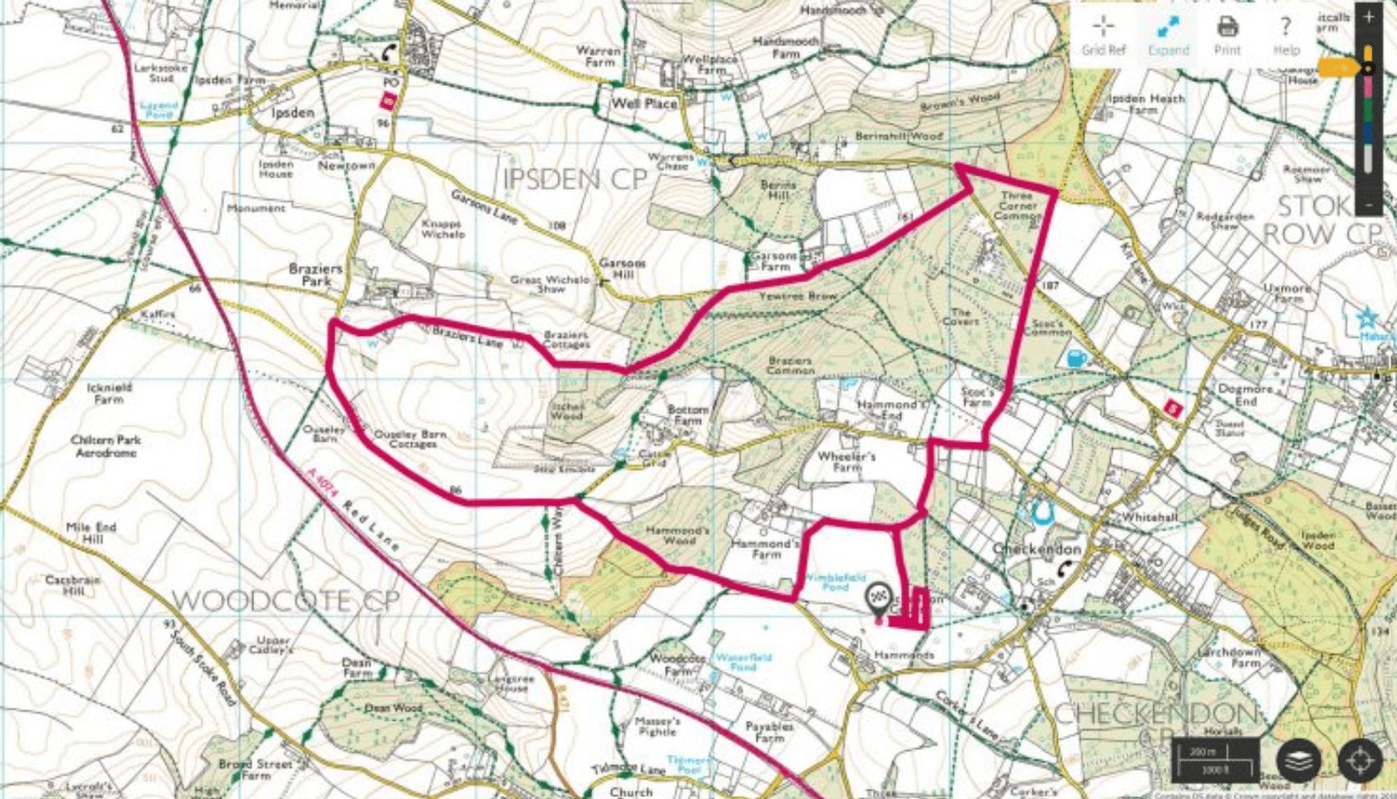 Checkendon 5k & 10k course map