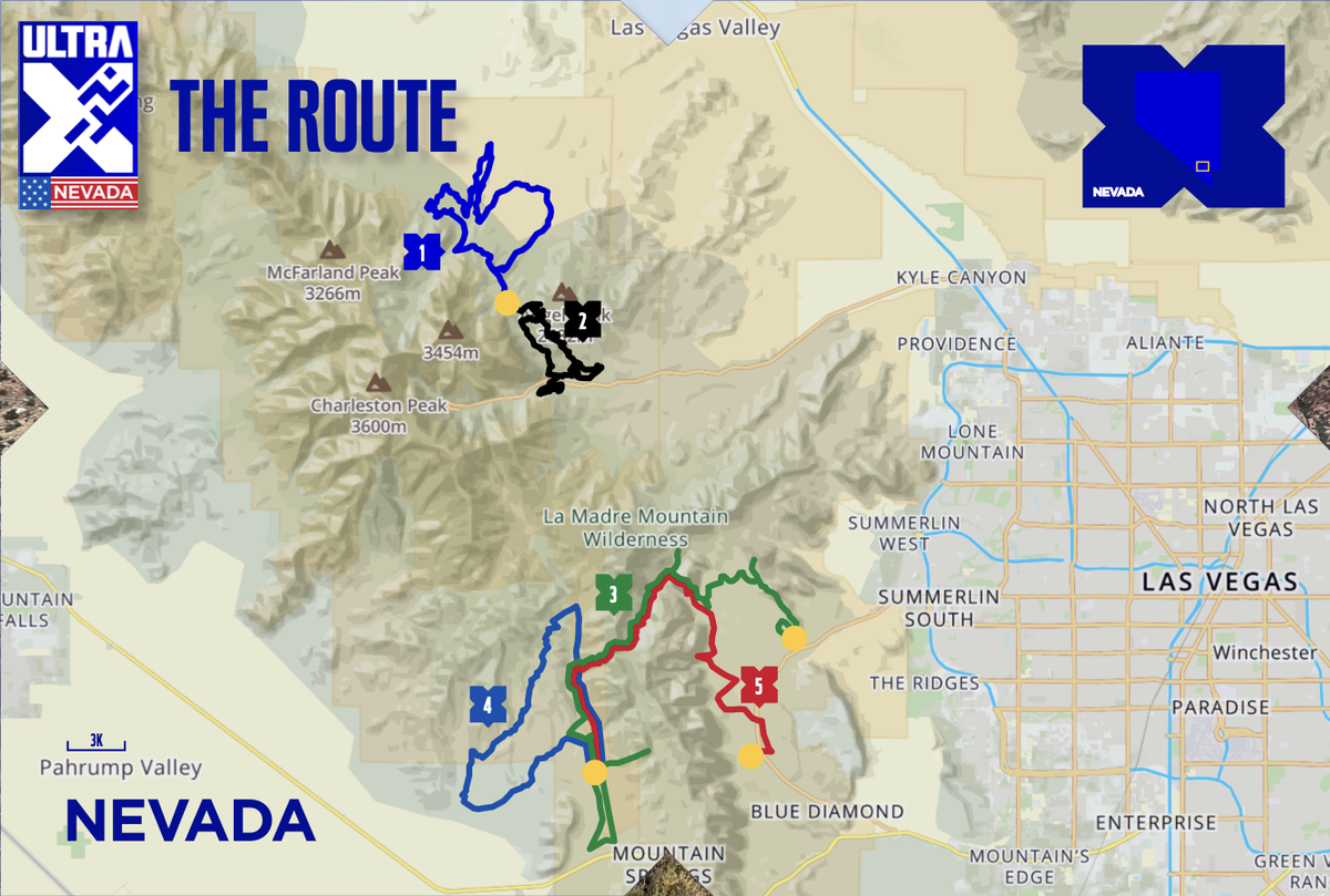 Ultra X Nevada (220km) course map