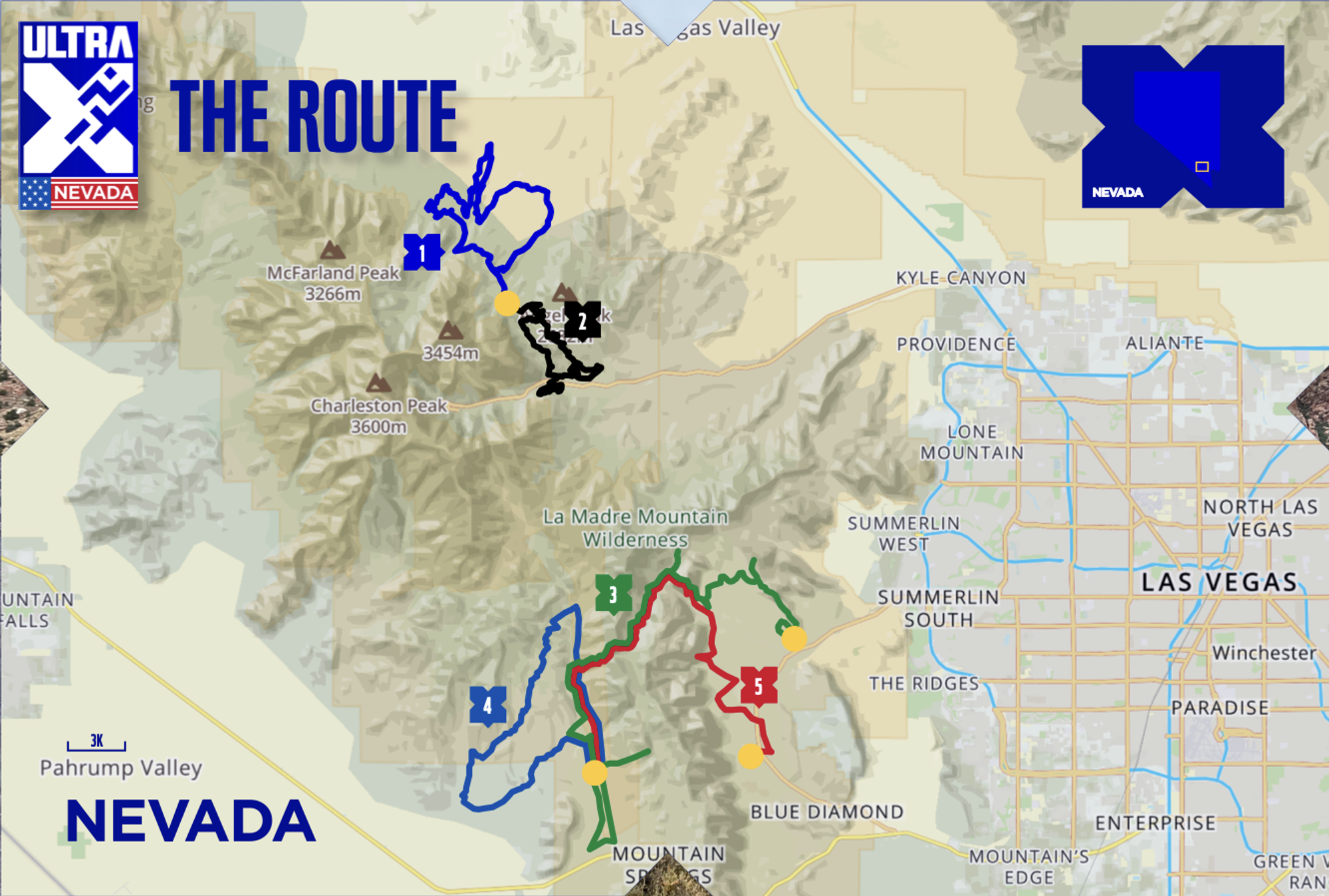 Ultra X Nevada (220km) course map