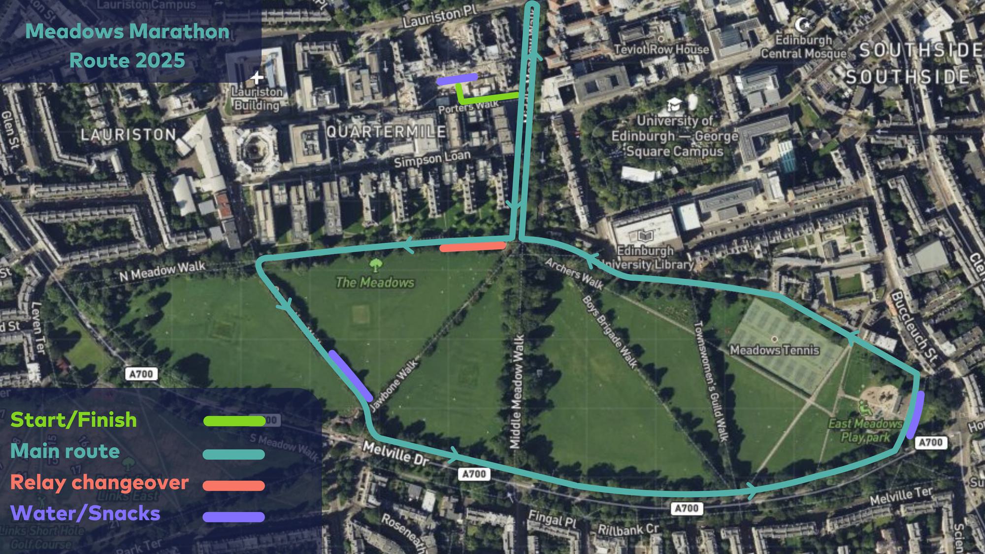 Edinburgh Meadows Marathon 2025 course map