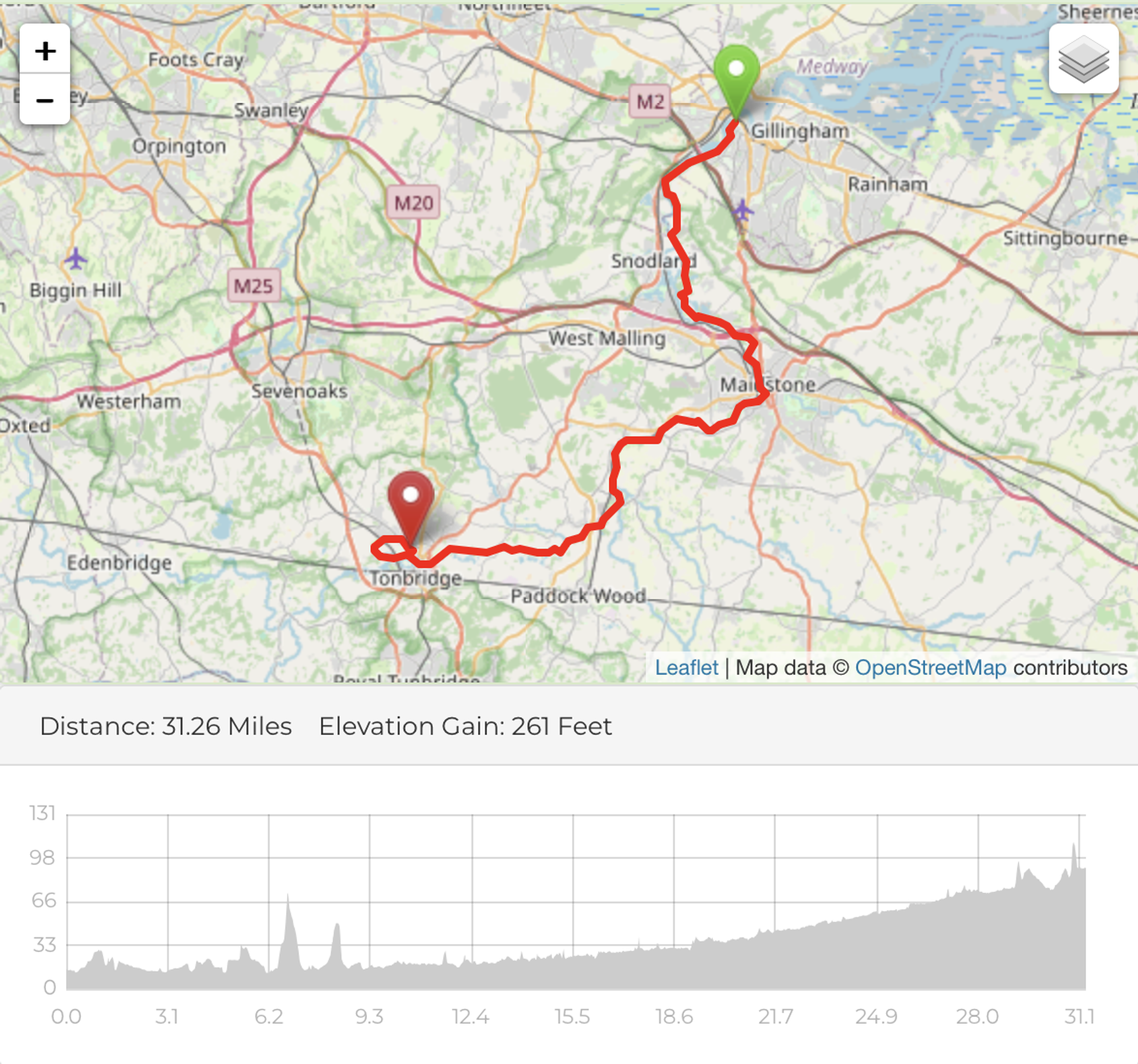 Three Castles 50km course map