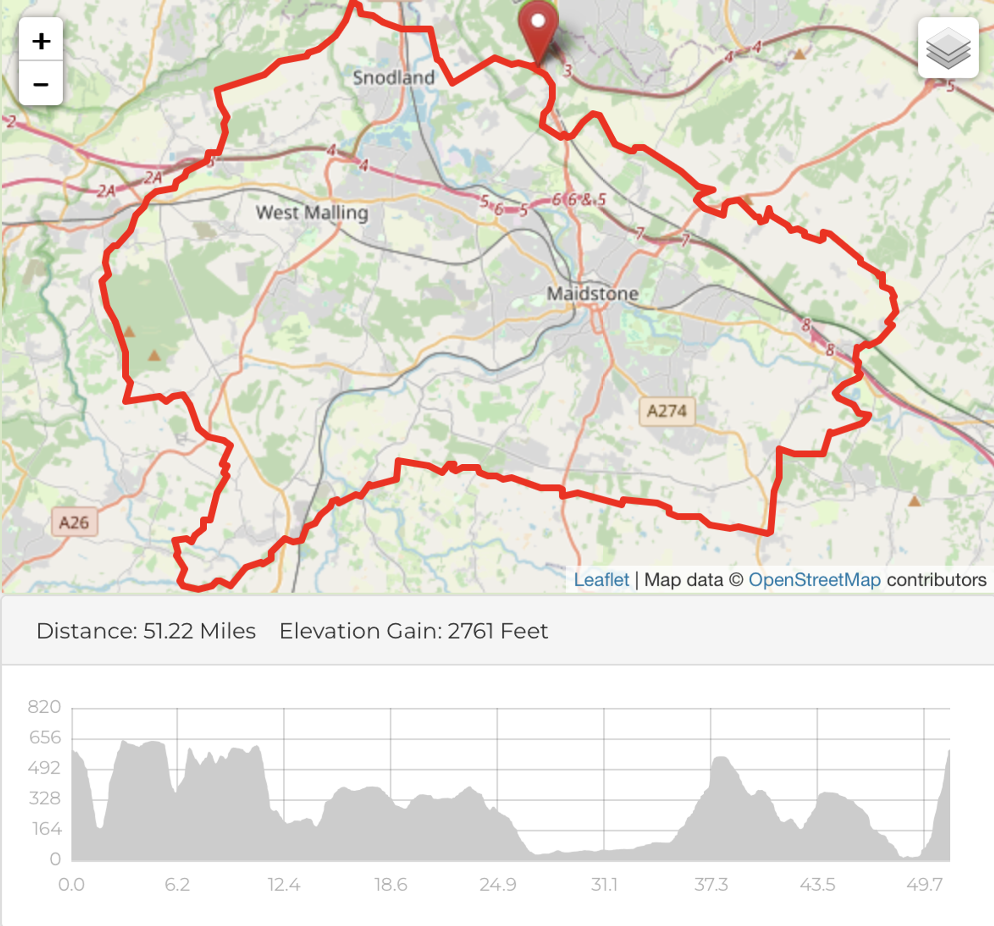 Triple Trail 50 course map