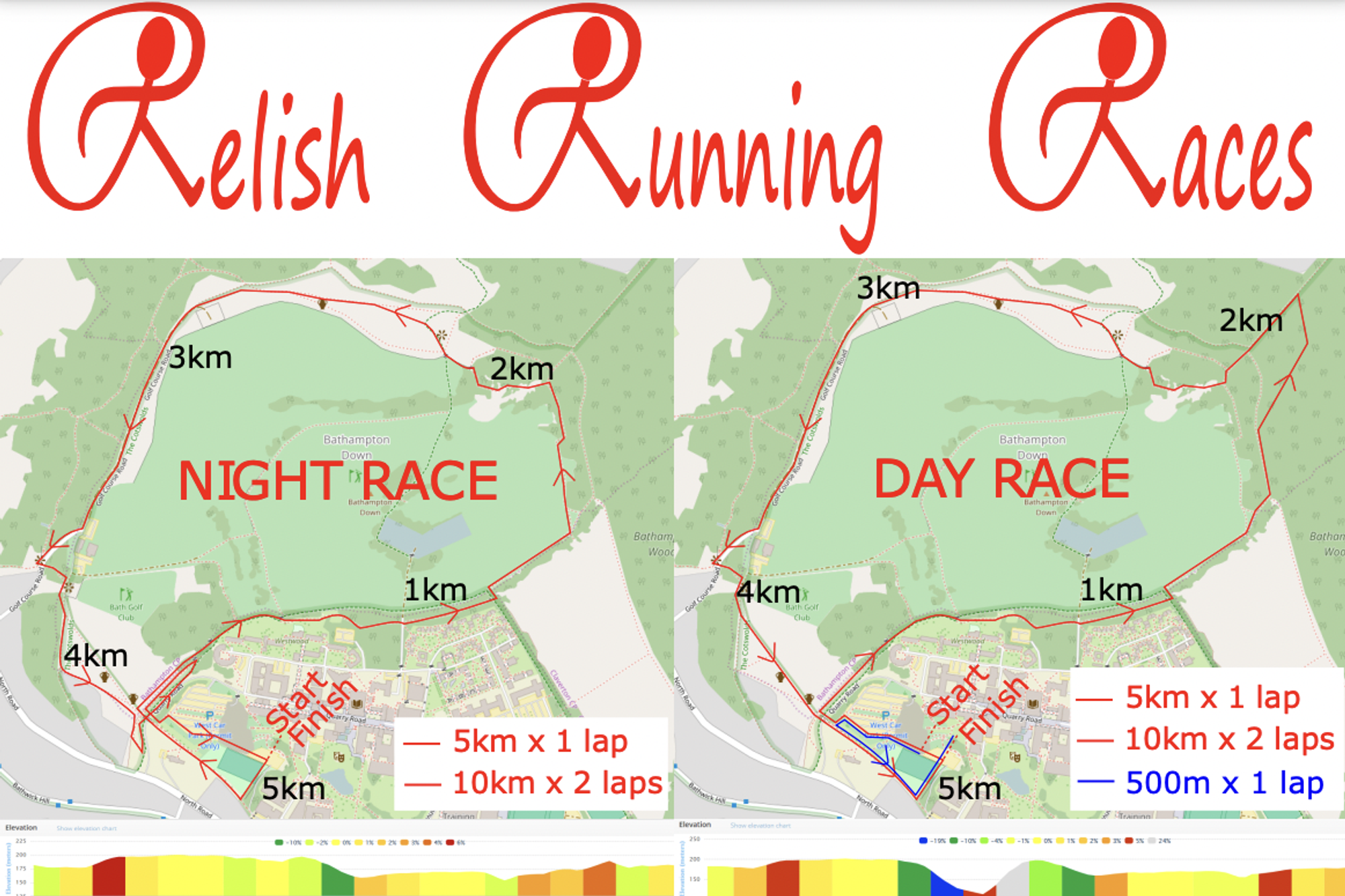 Bath Skyline Races - Day 10km & 5km course map