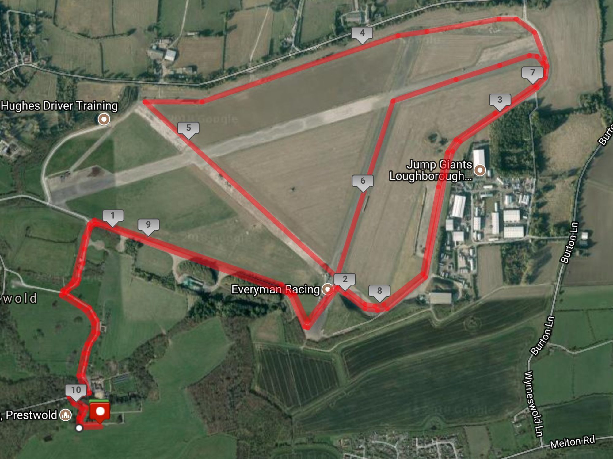 Leicestershire 10k course map