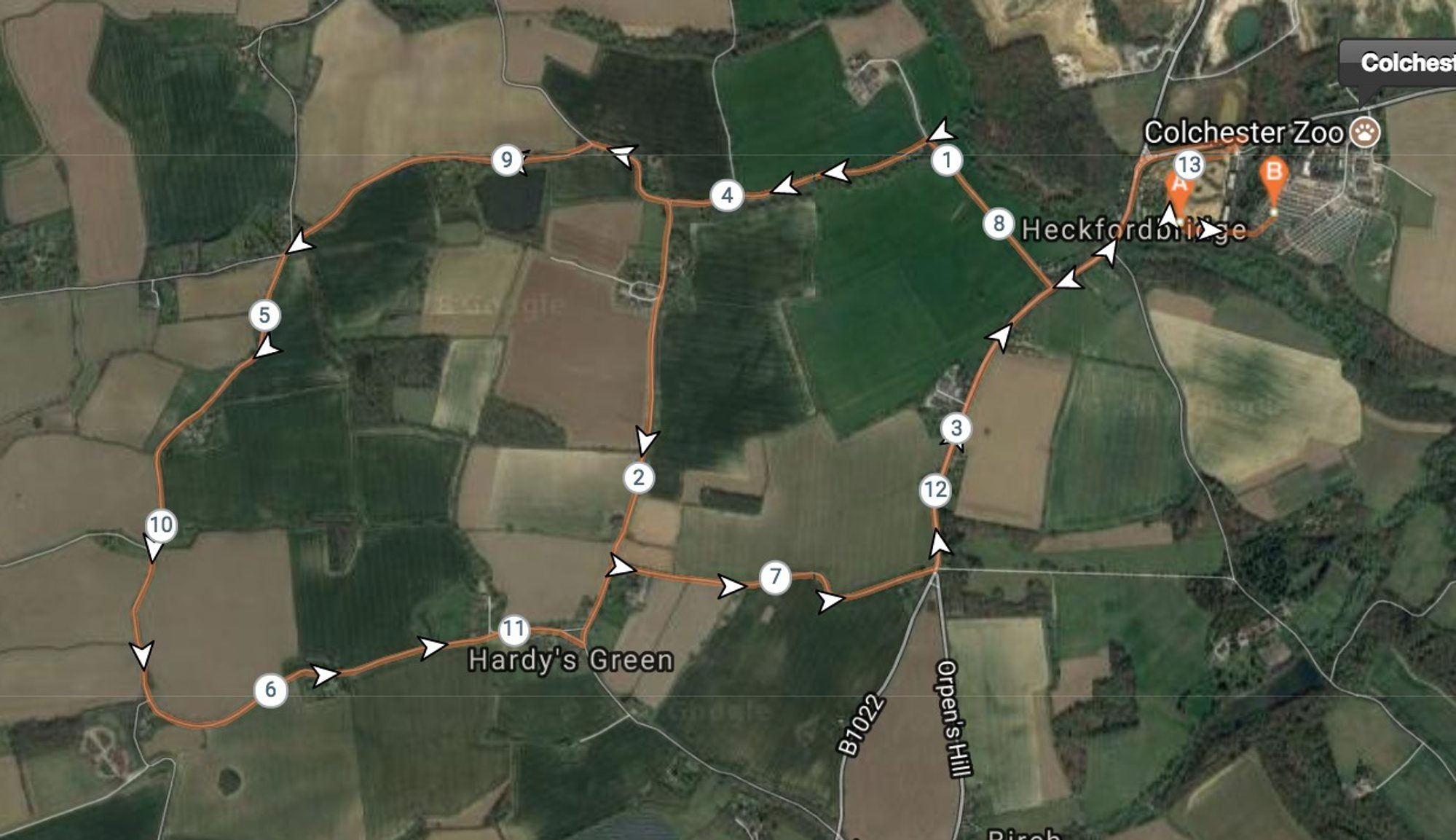 Colchester Zoo Stampede Half Marathon course map