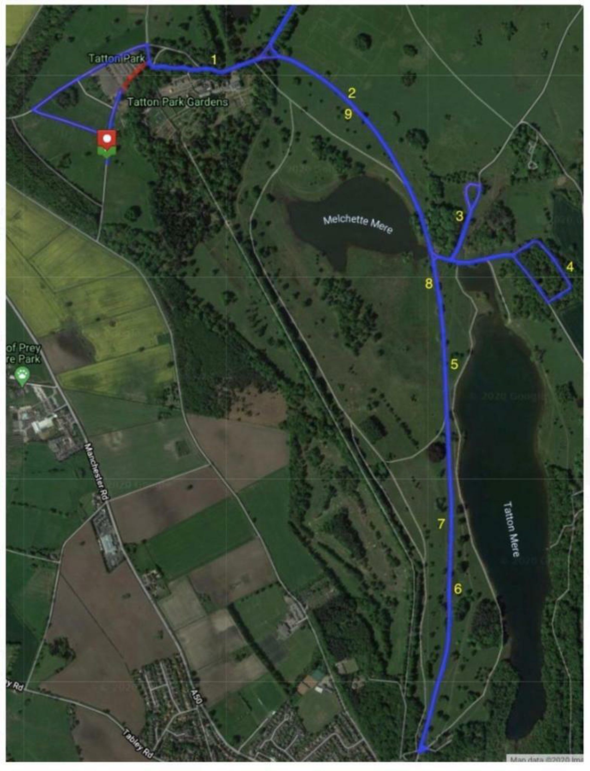Tatton Park 5k & 10k course map