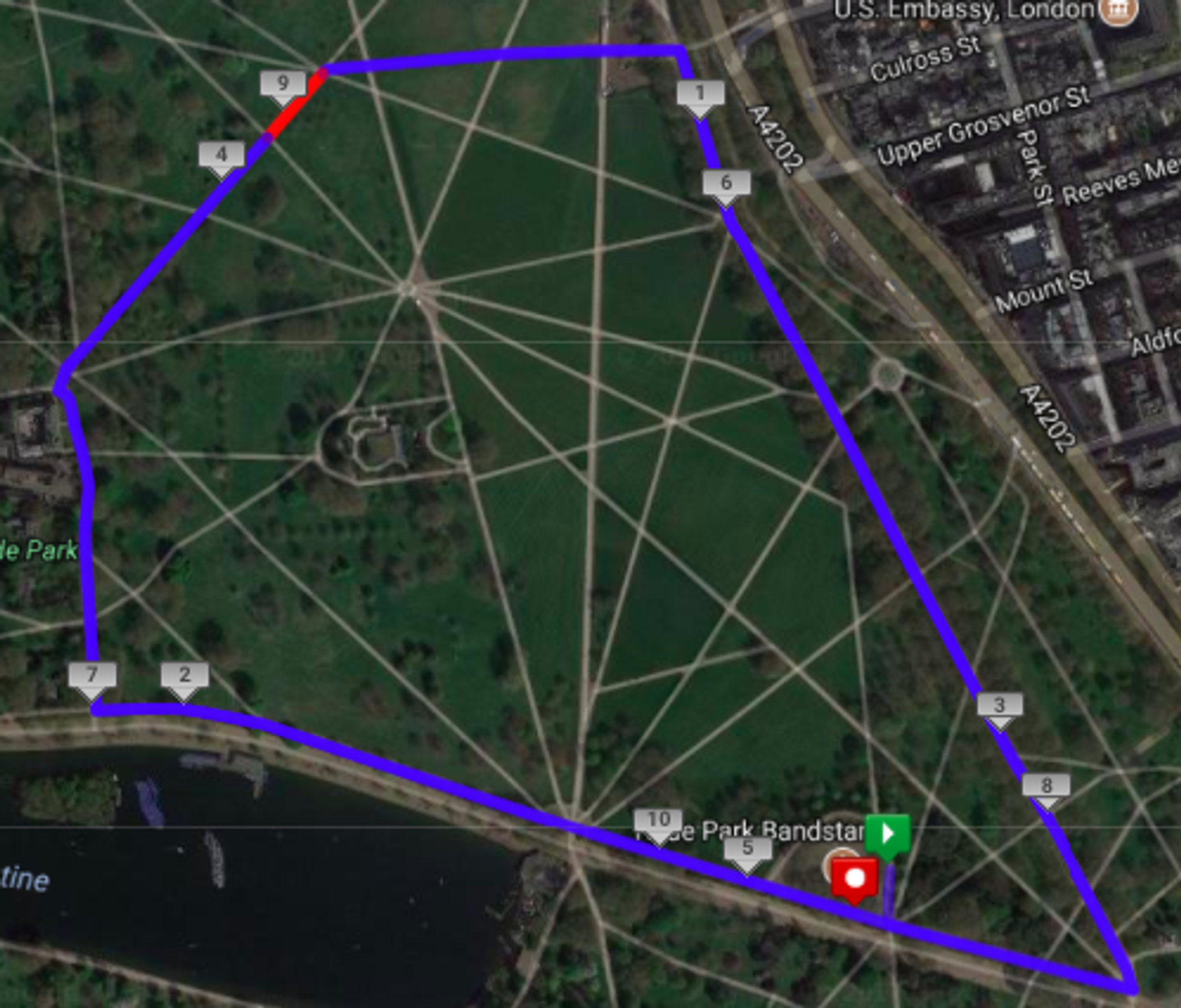 RunThrough Chase The Sun Hyde Park 5k & 10k course map