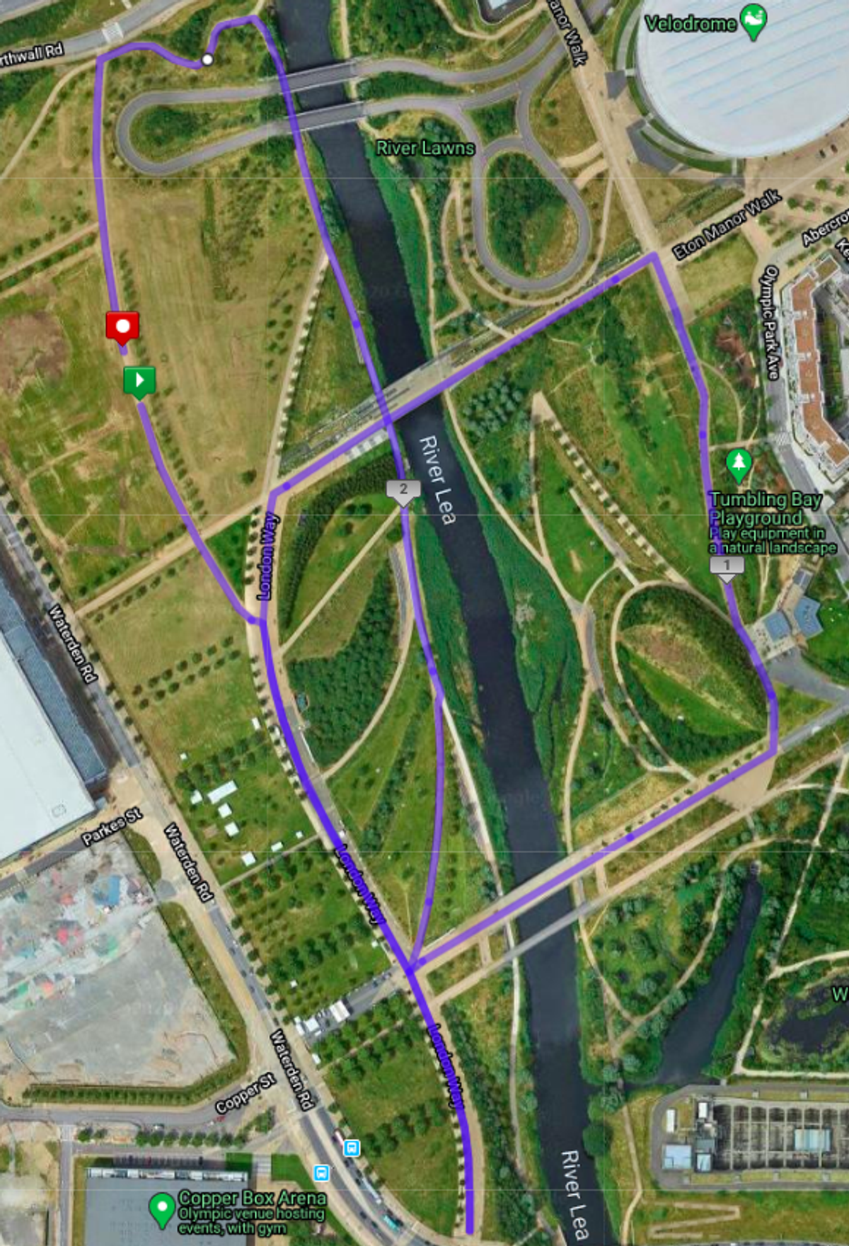 RunThrough Christmas Queen Elizabeth Olympic Park 10k course map
