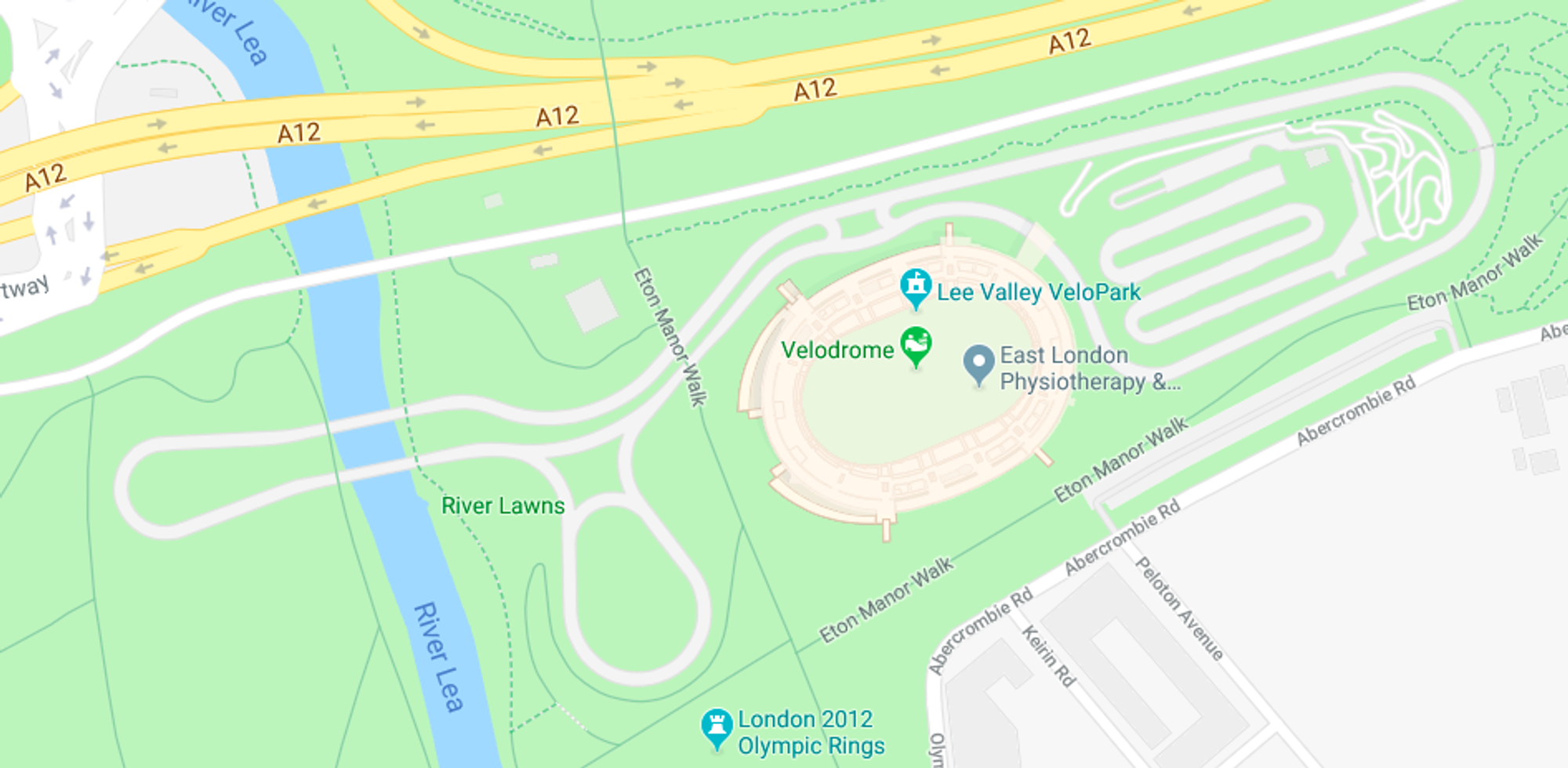 RunThrough Lee Valley VeloPark 1 mile, 5k, 10k, 10 Mile & Half Marathon course map