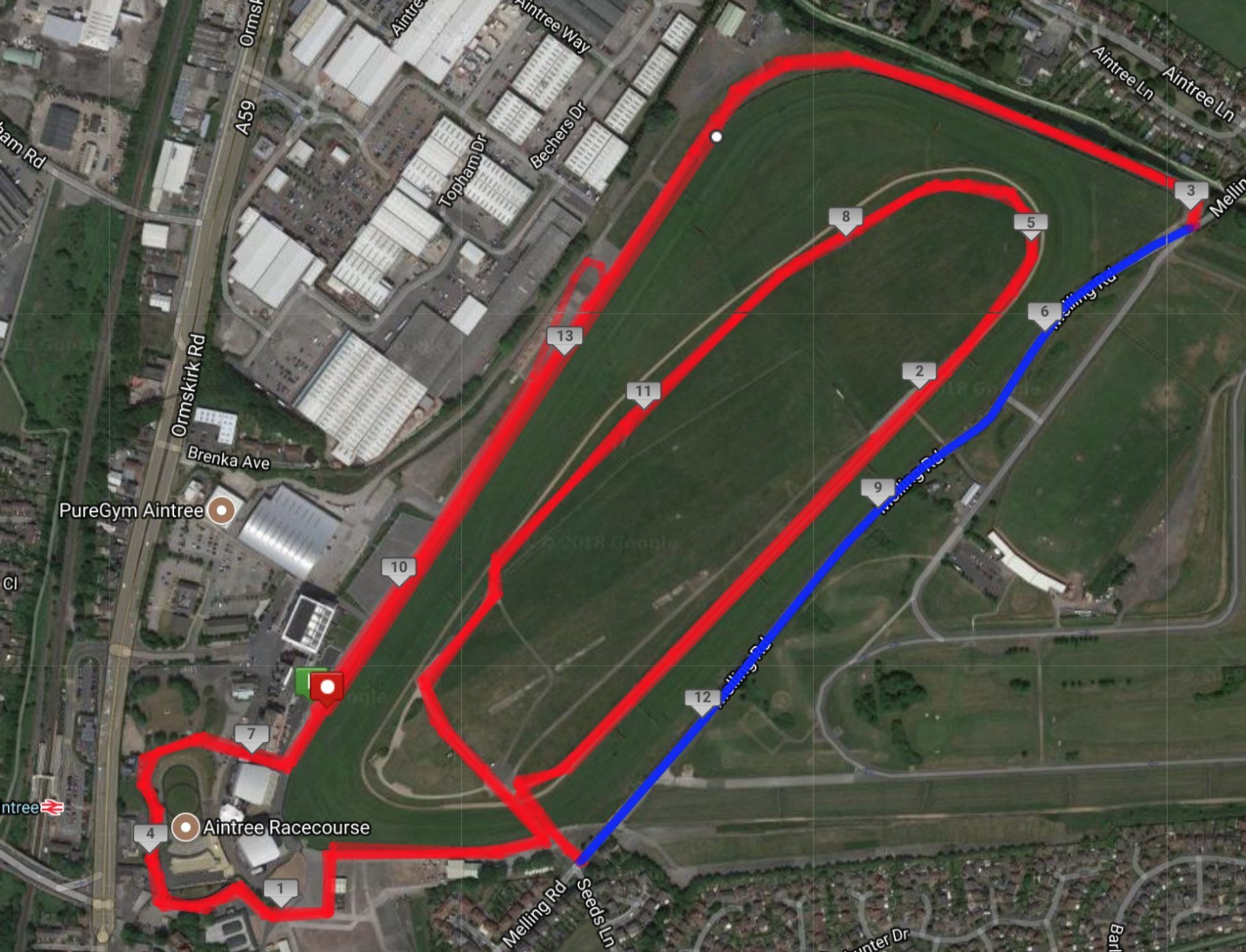 Run Aintree 5k, 10k & Half course map