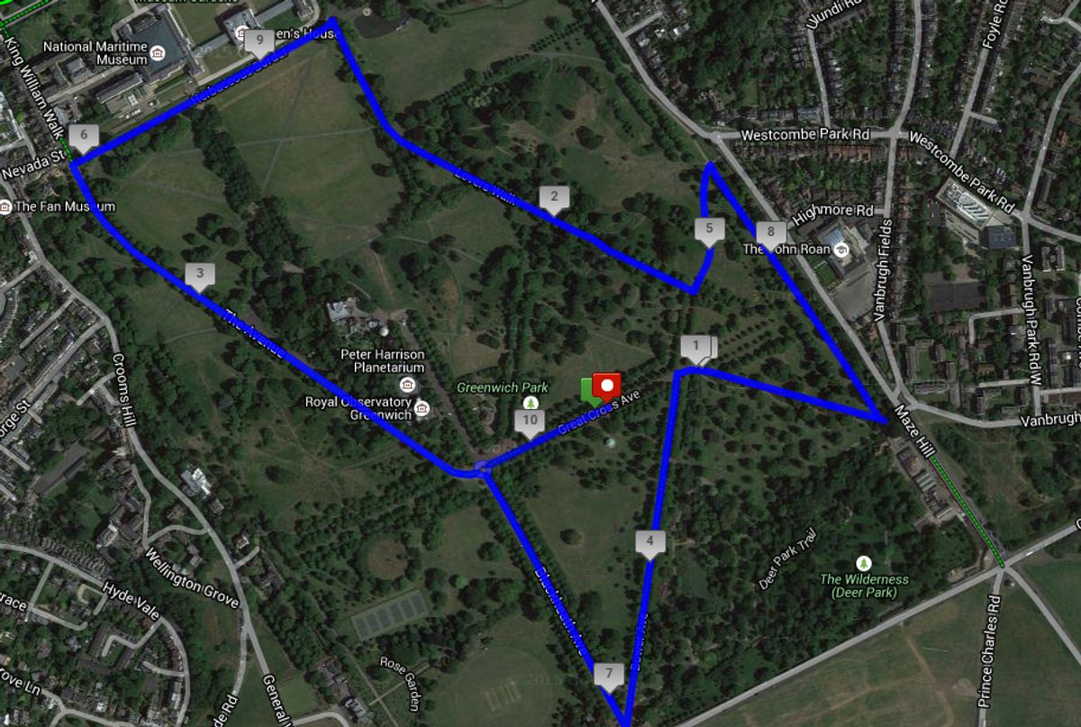 Greenwich Park 5k & 10k course map