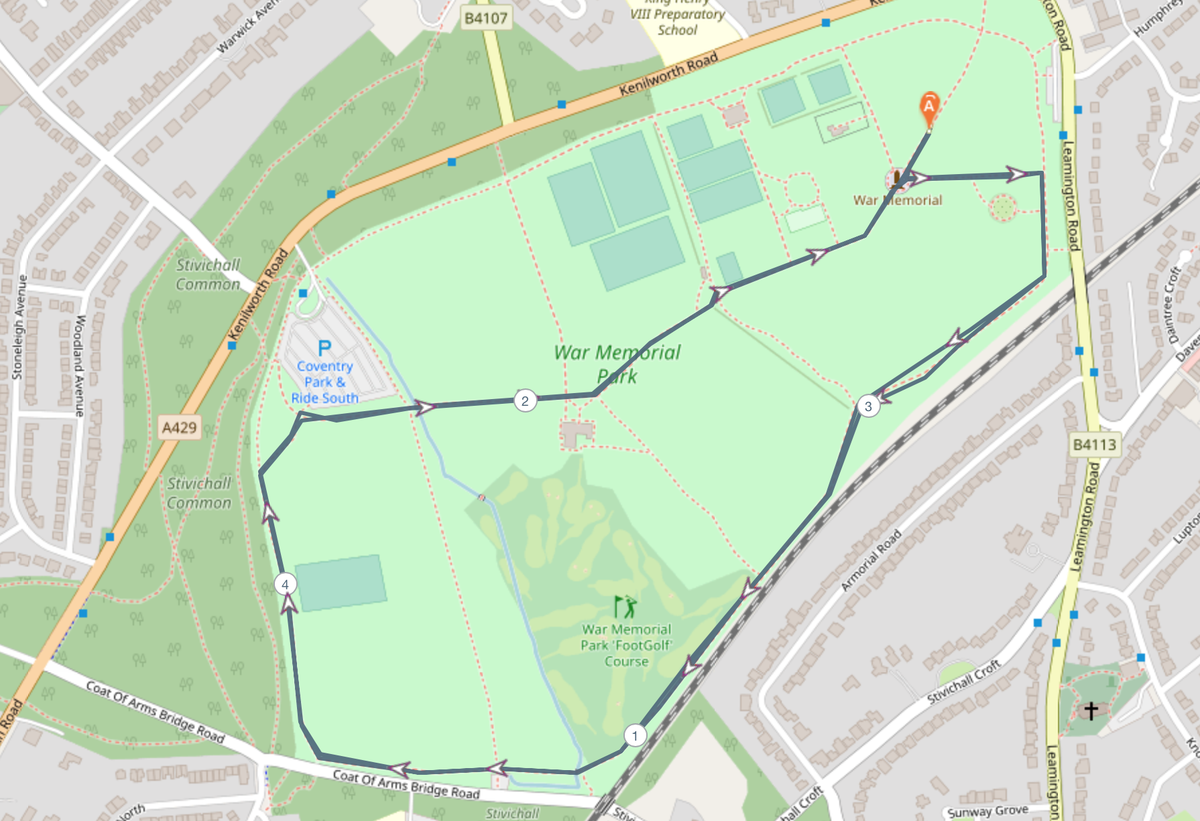 RunThrough Chase The Sun Coventry 5k & 10k course map