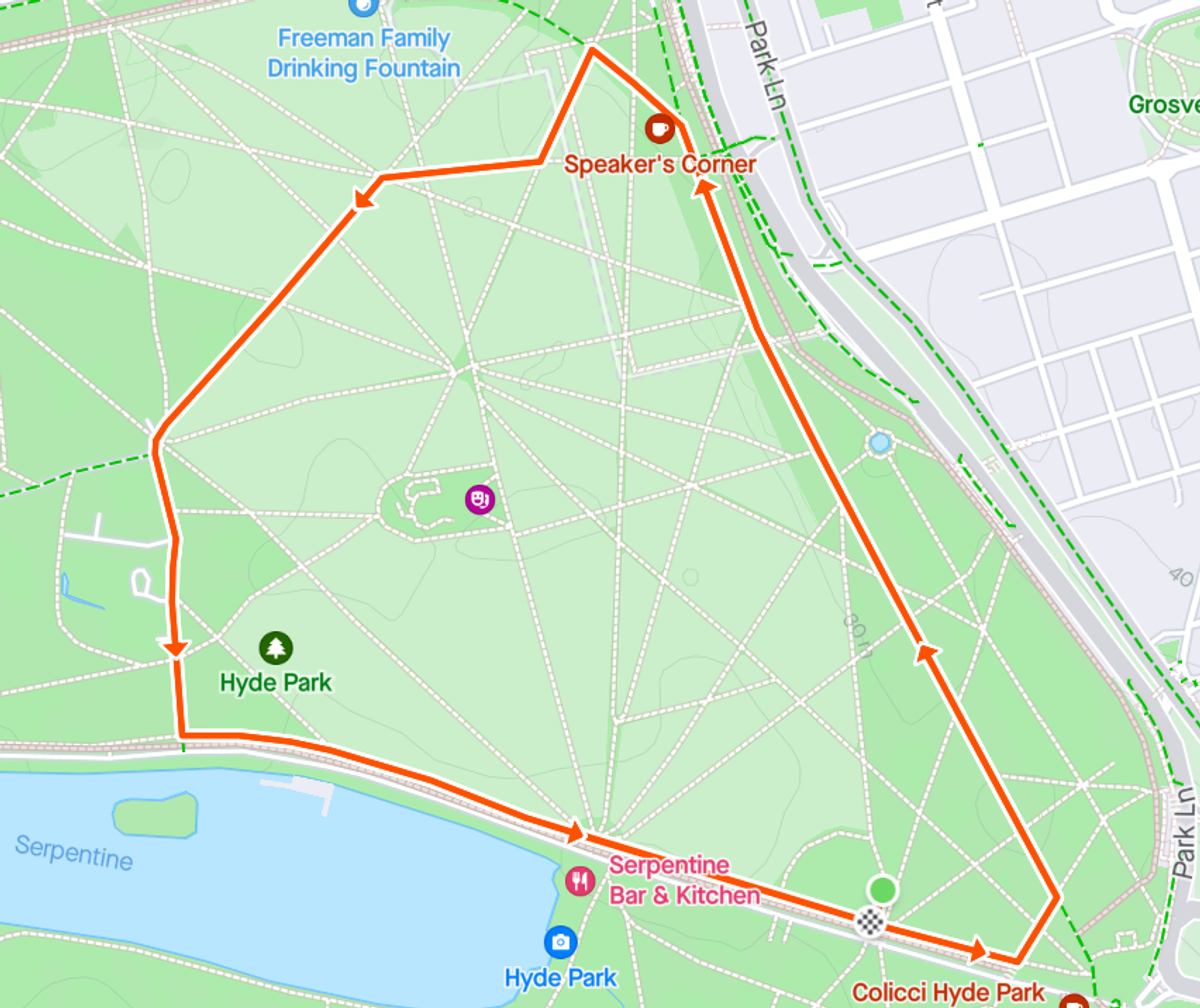 HYDE PARK 5K & 10K NOVEMBER course map