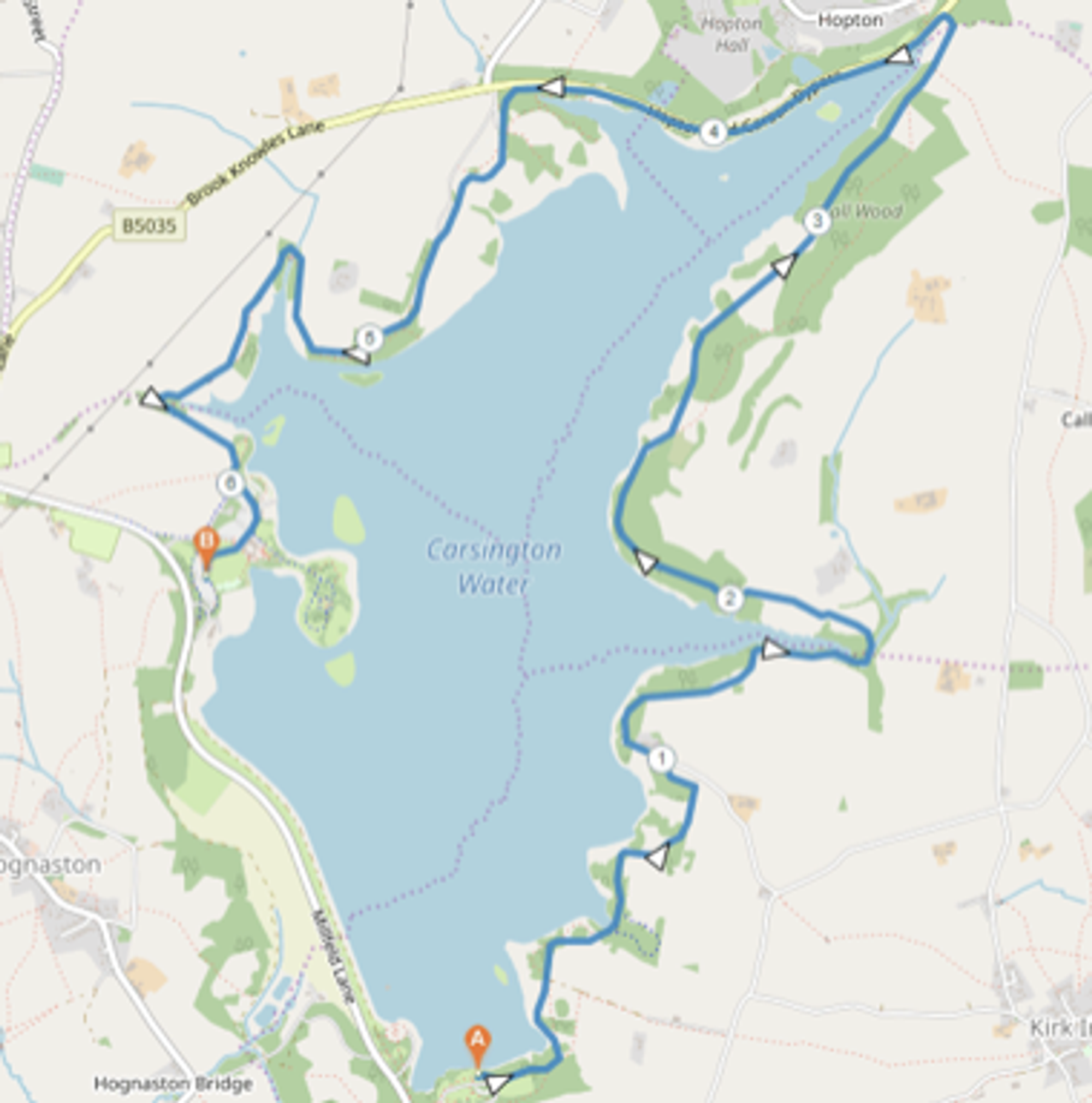 CARSINGTON WATER HALF MARATHON & 10K course map