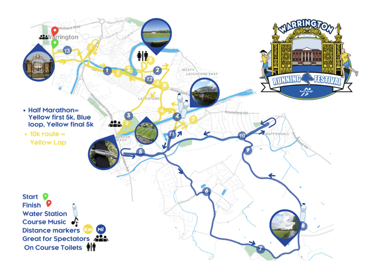 Warrington Running Festival course map