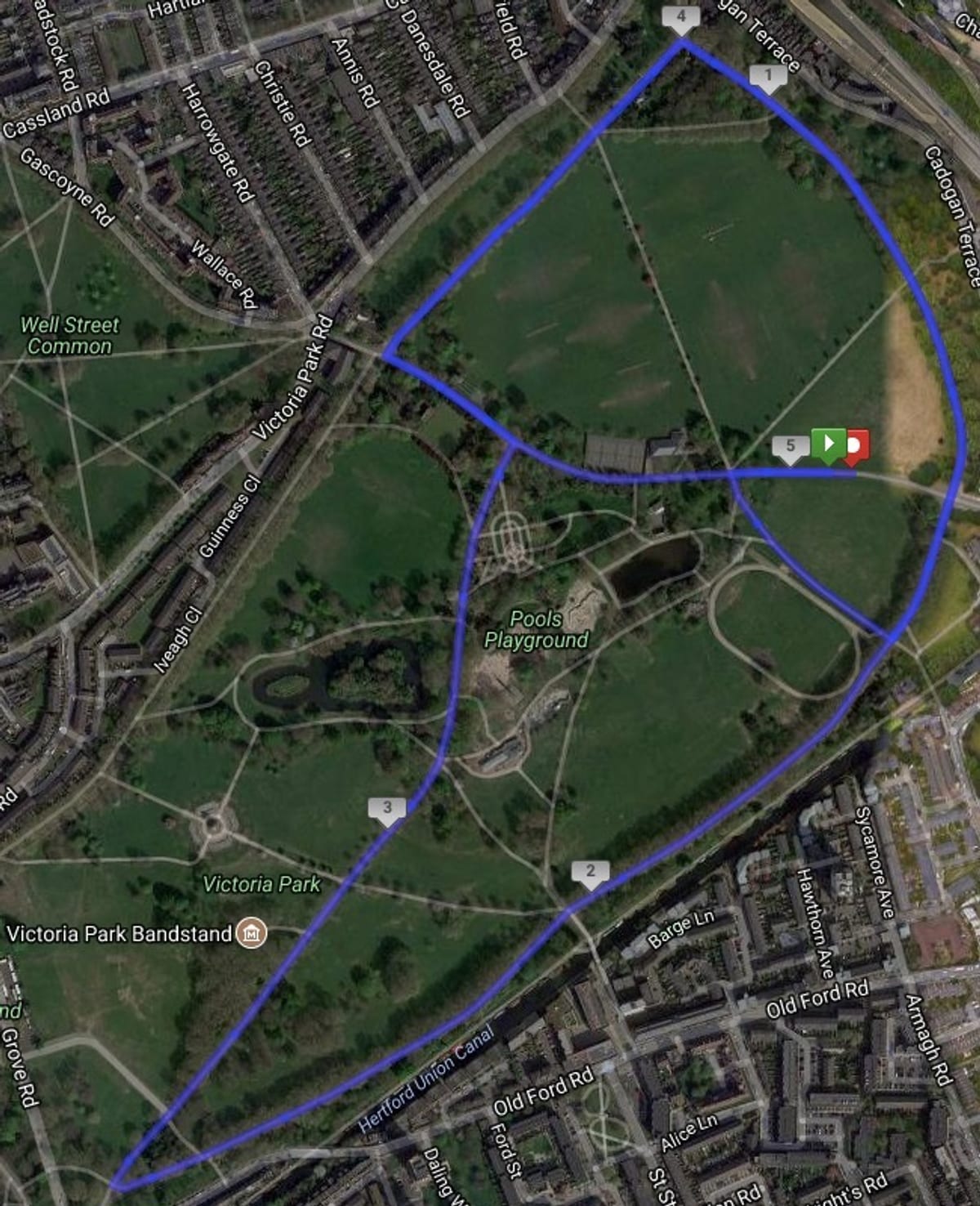 RunThrough Chase The Sun Victoria Park 5k & 10k course map