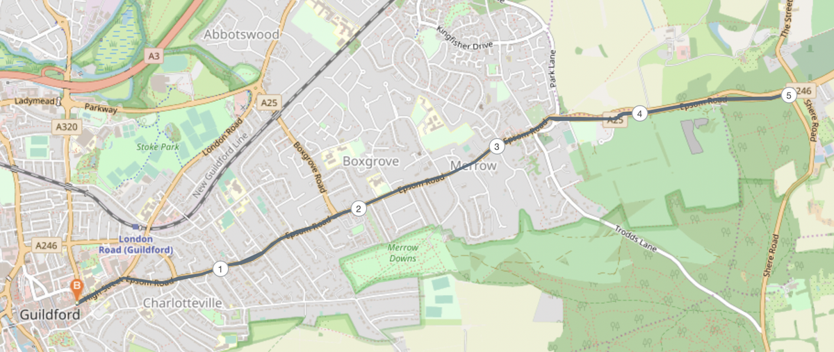 Guildford 10k & Fun Run – August 2024 course map