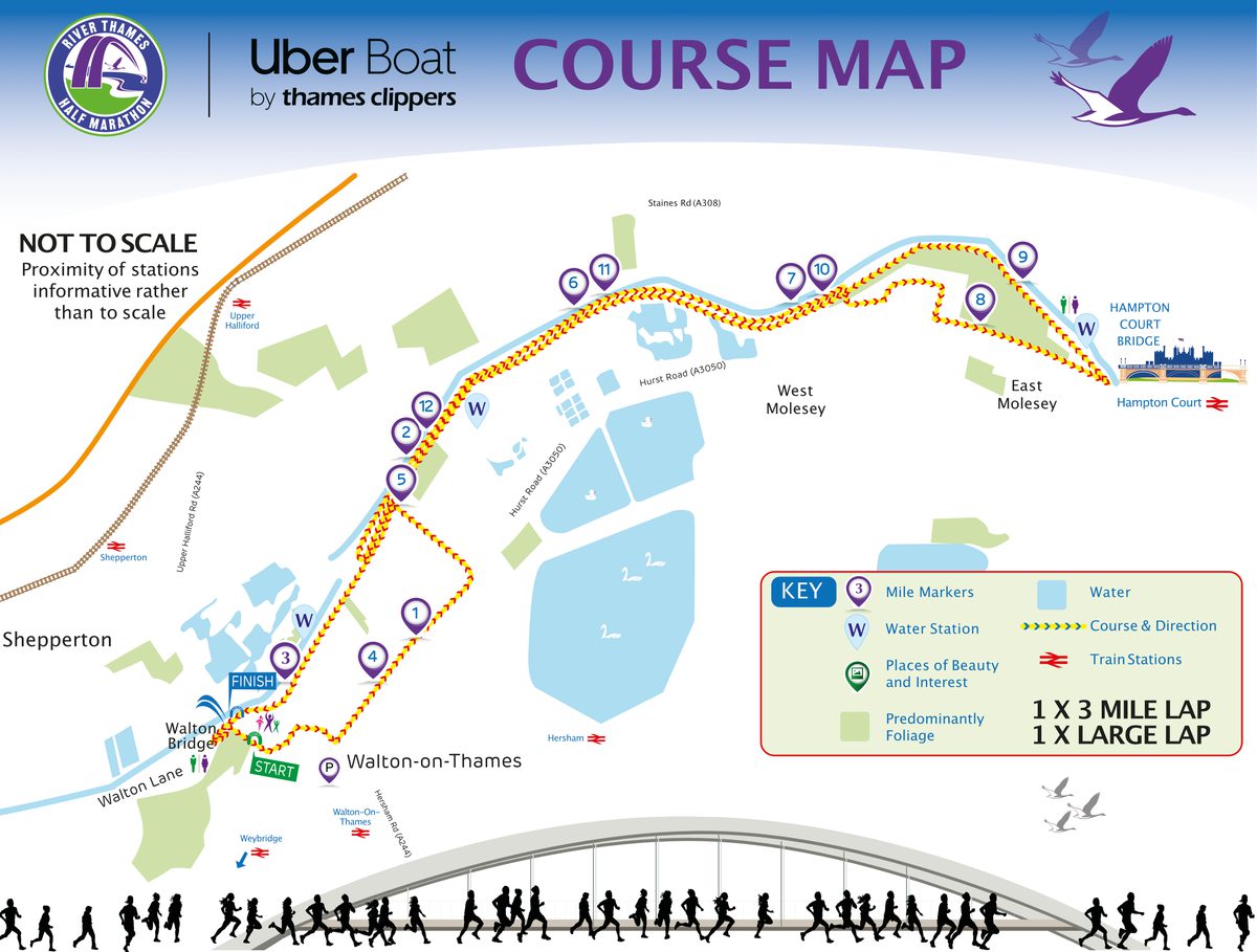 River Thames Half Marathon 2025 course map