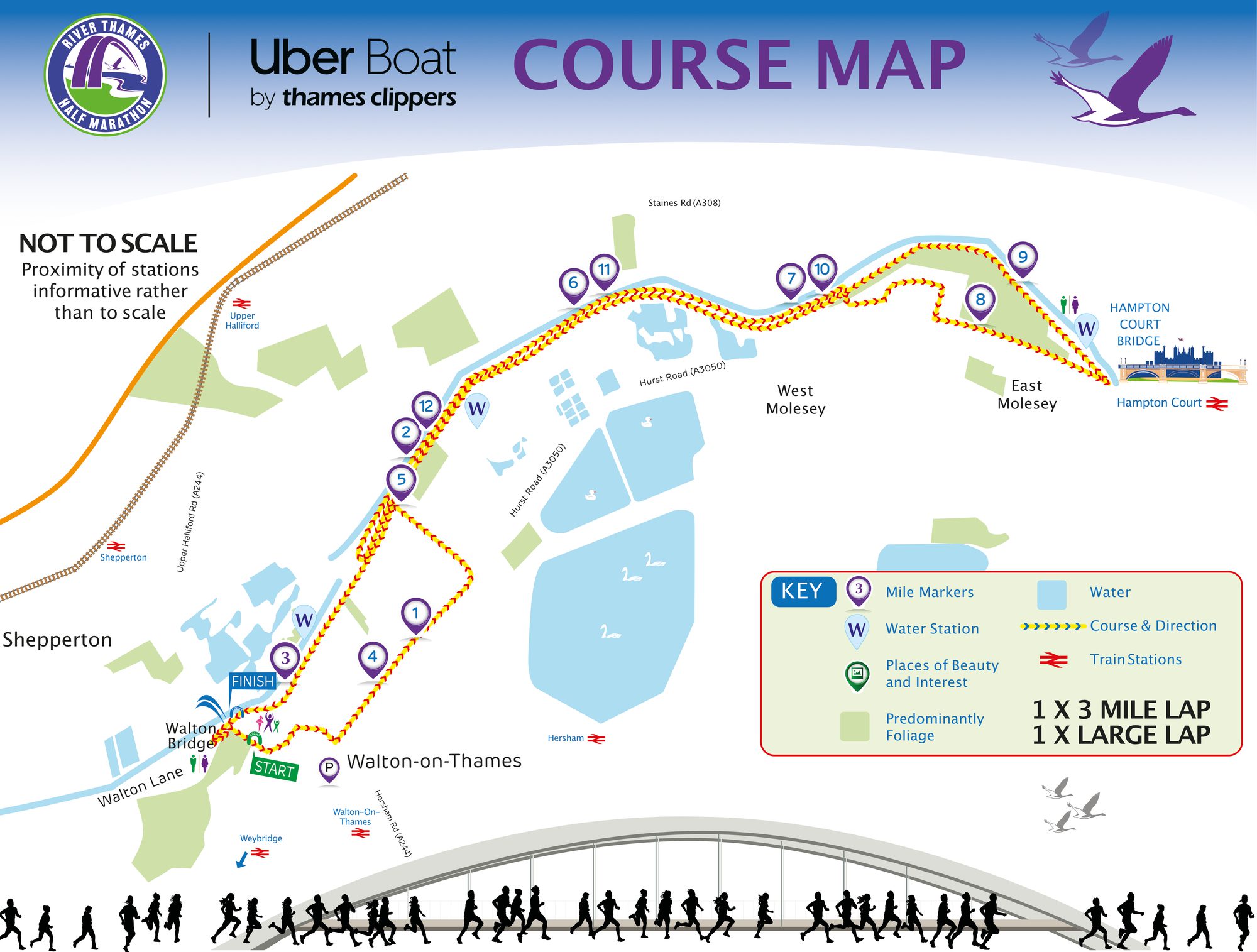 River Thames Half Marathon 2025 course map