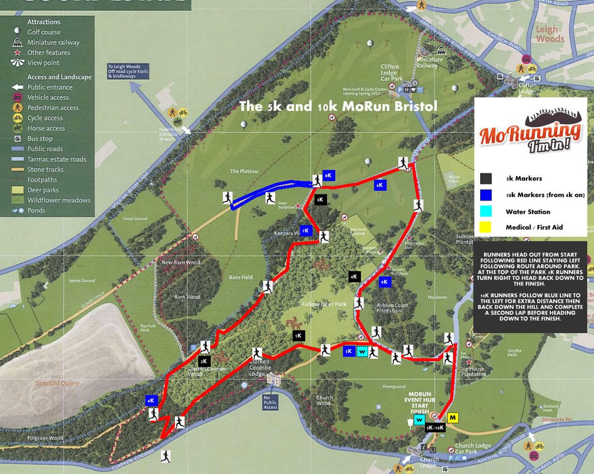 The Bristol 1.5k, 5k & 10k MoRun course map