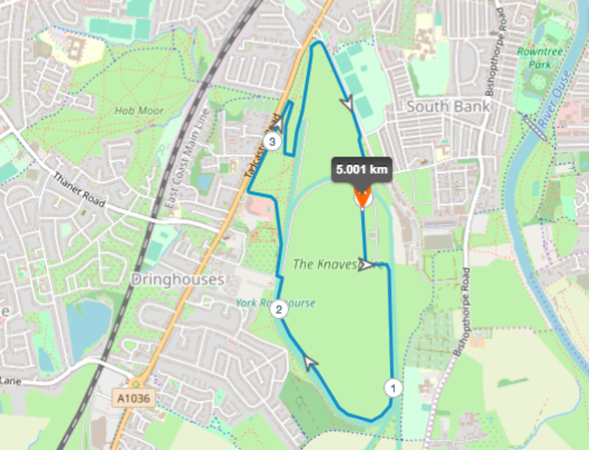 The York 5k, 10k and Half Marathon Winter Warmer Run course map