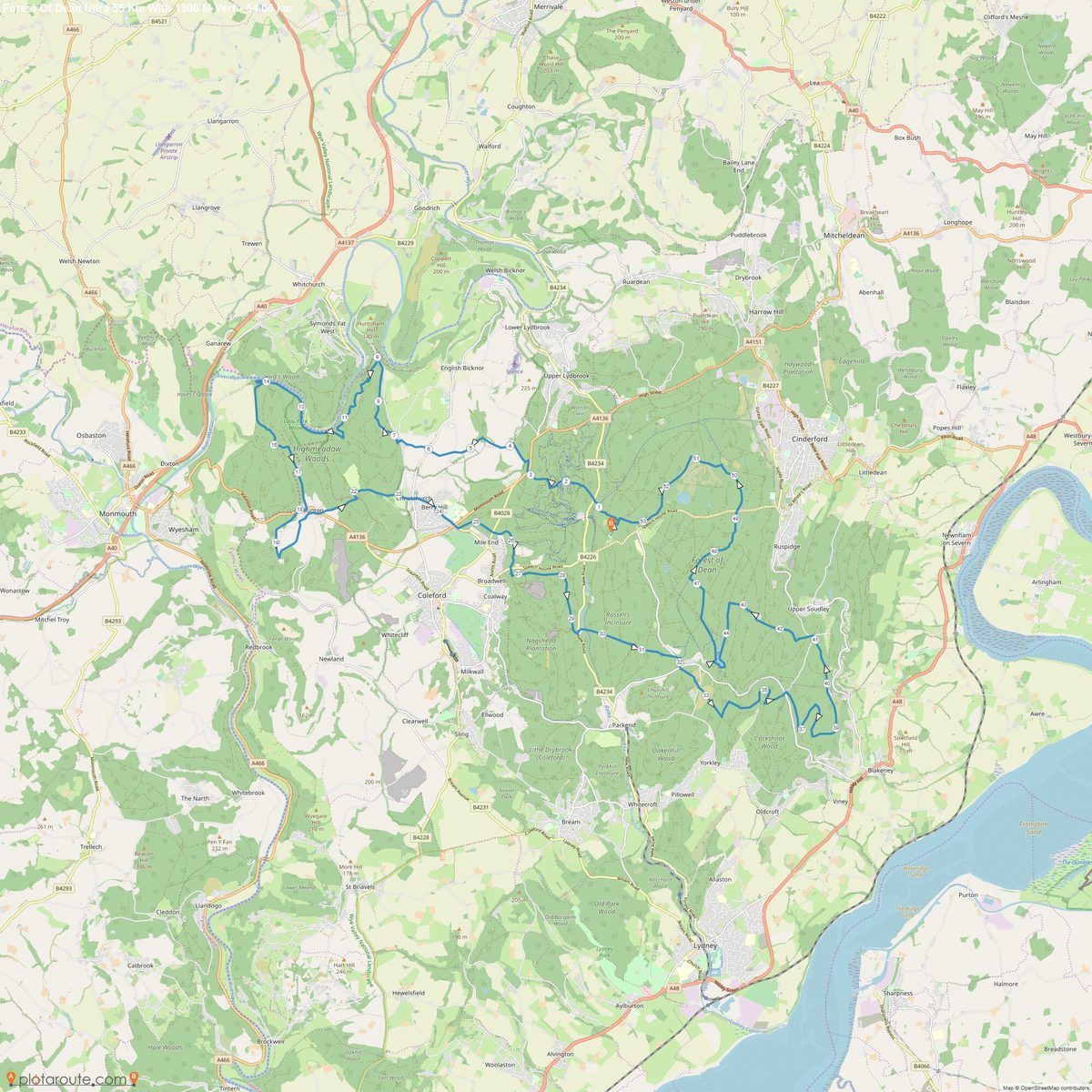 Forest of Dean Ultra Marathon course map