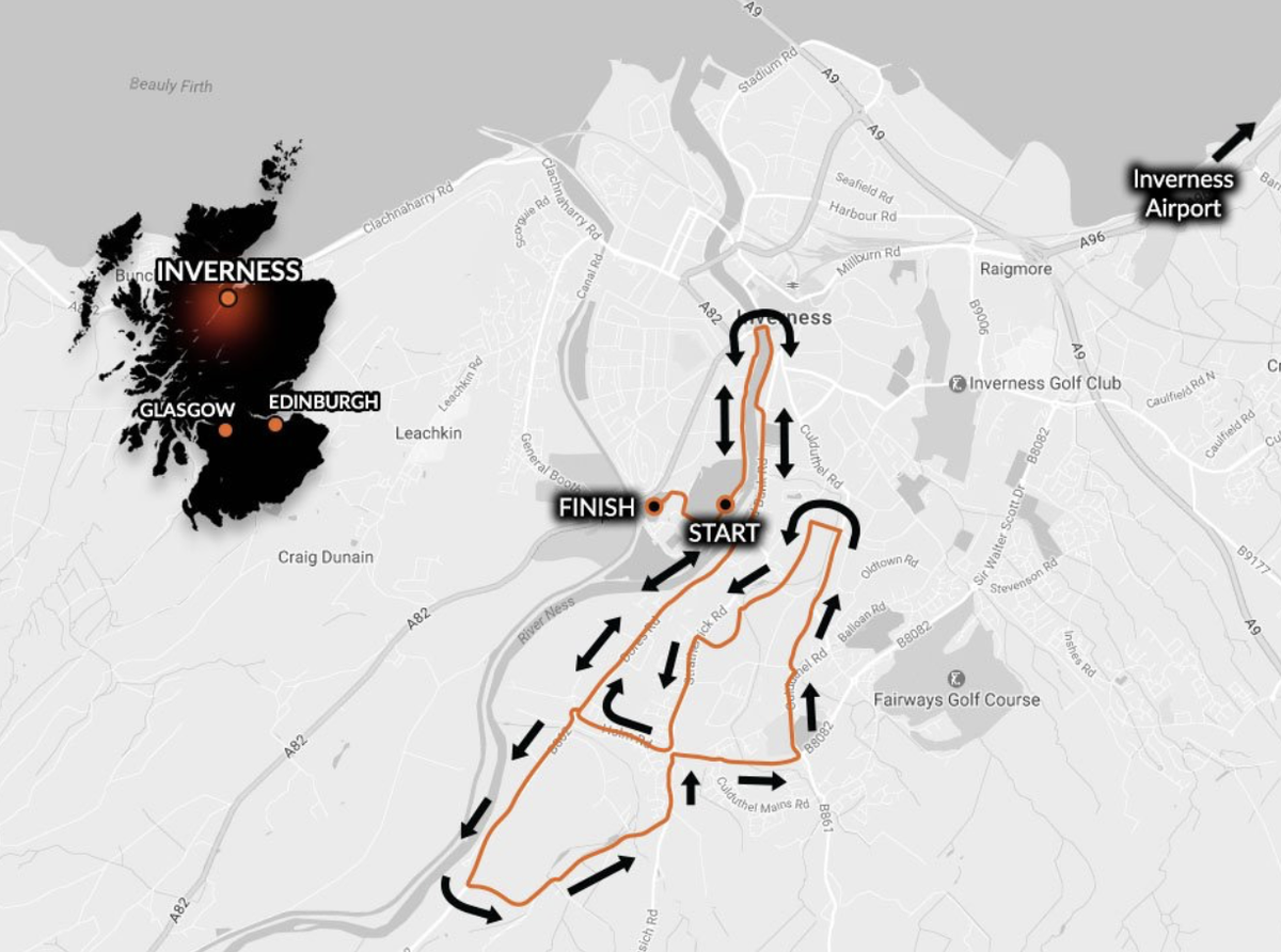 Inverness Half Marathon course map