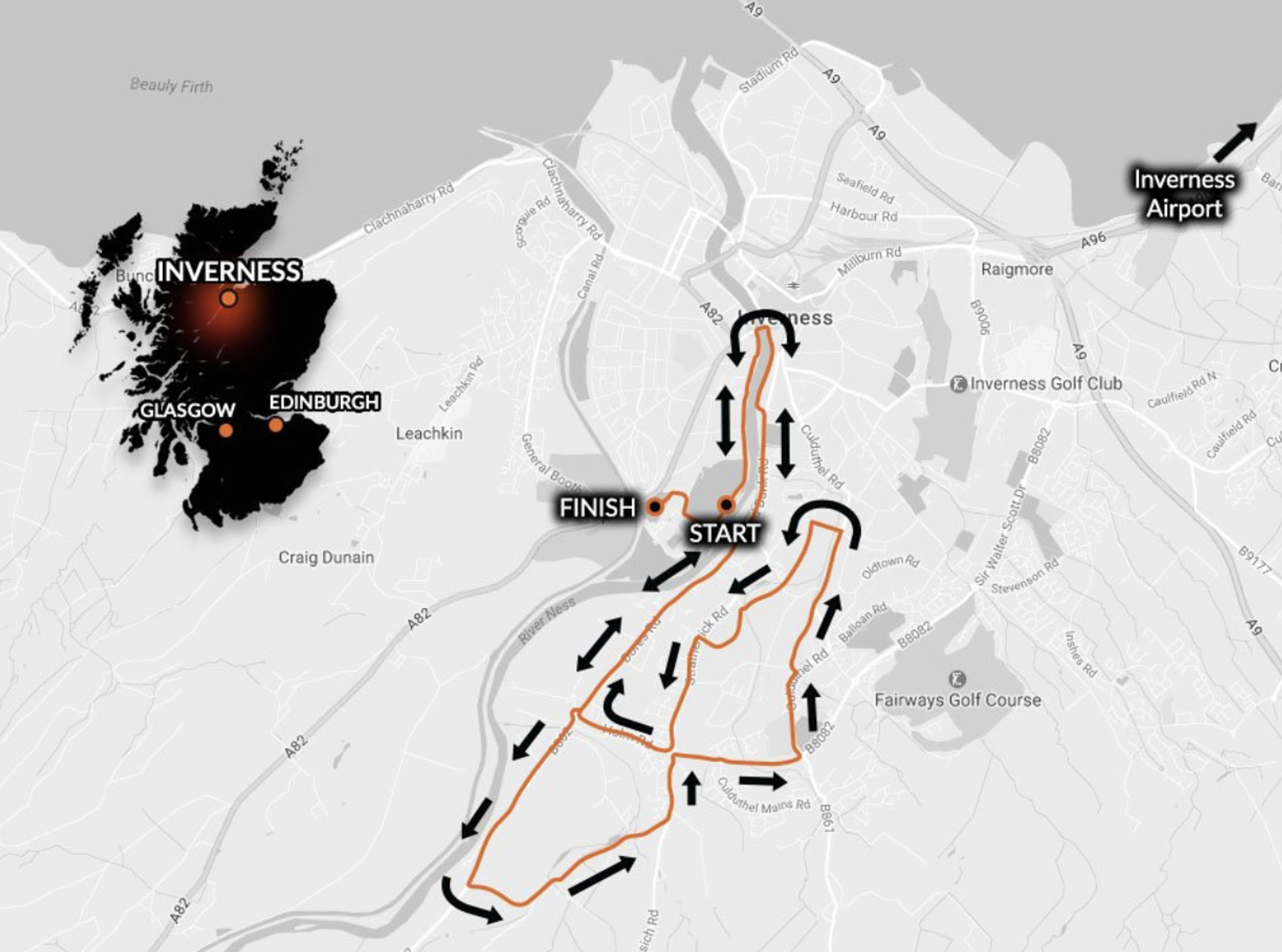 Inverness Half Marathon course map
