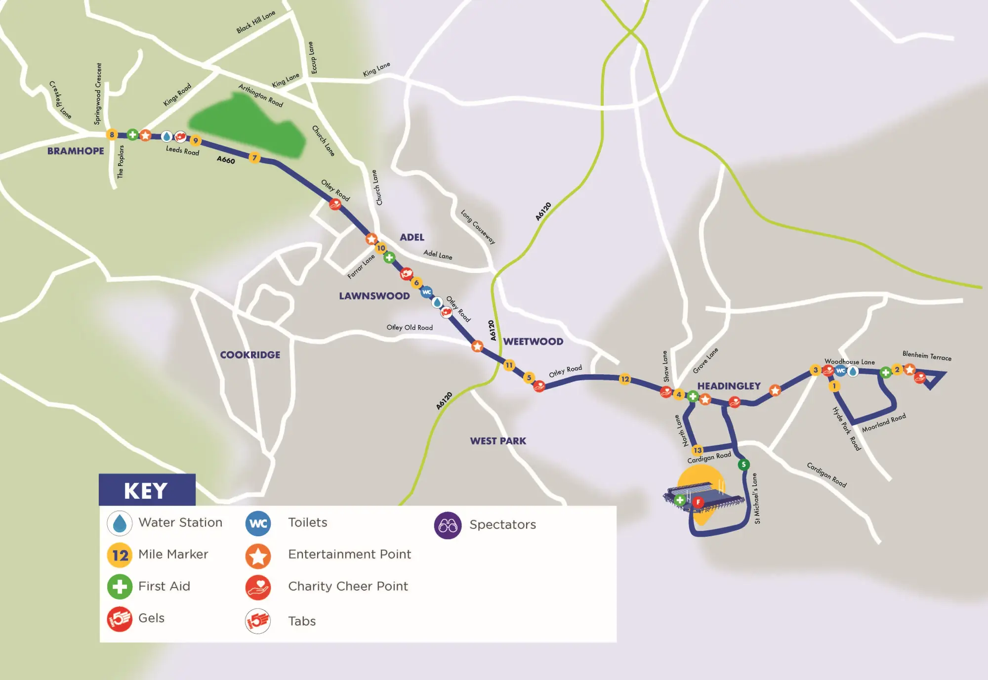 LEEDS HALF MARATHON course map
