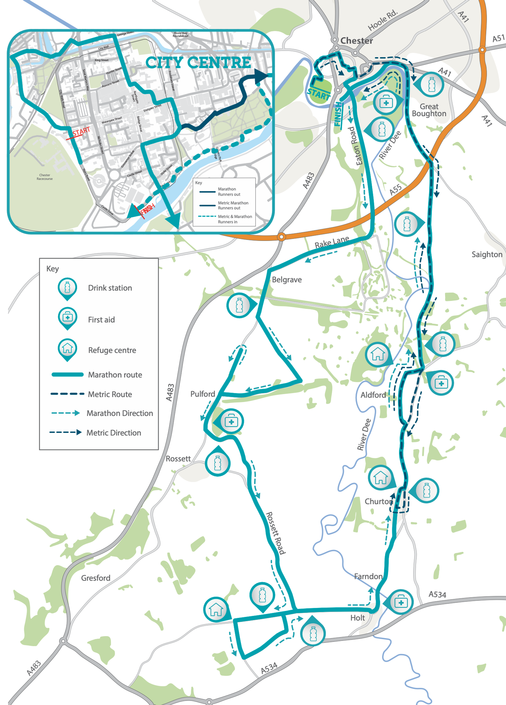 MBNA Chester Metric Marathon course map