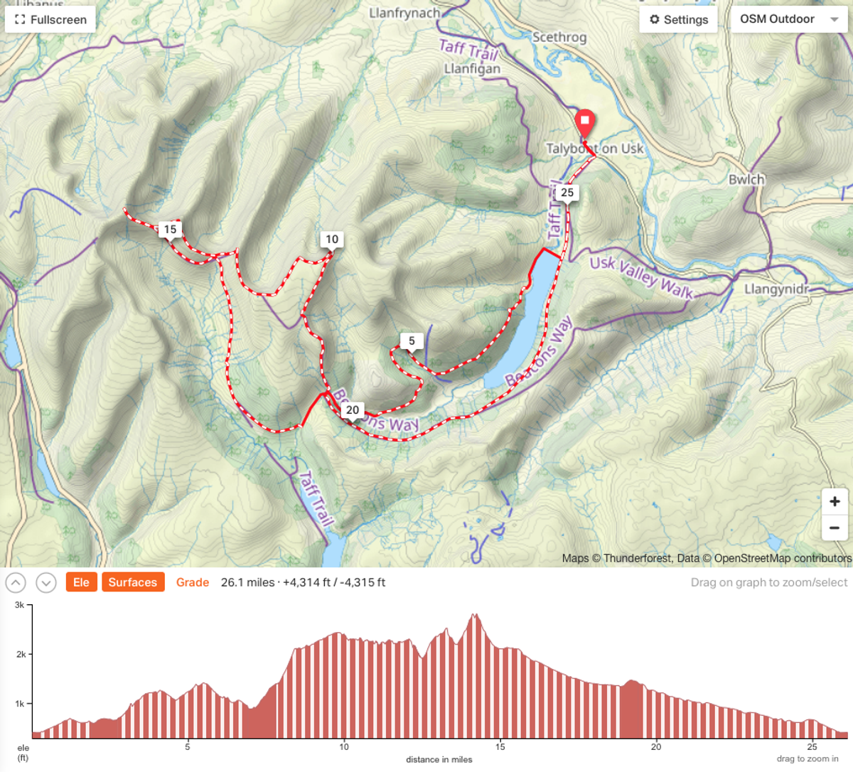 Midnight Mountain Marathon course map