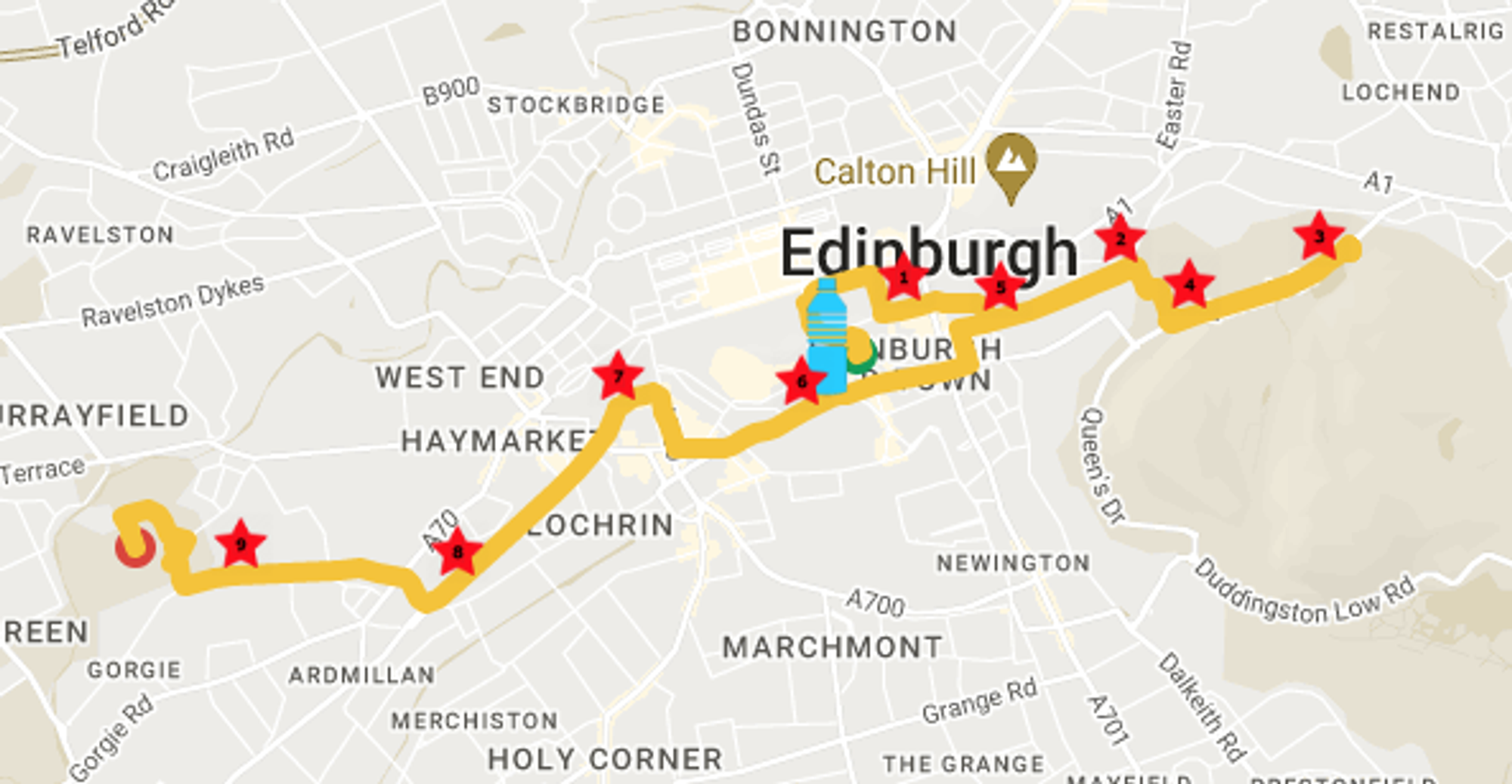 Men's 10K Edinburgh course map