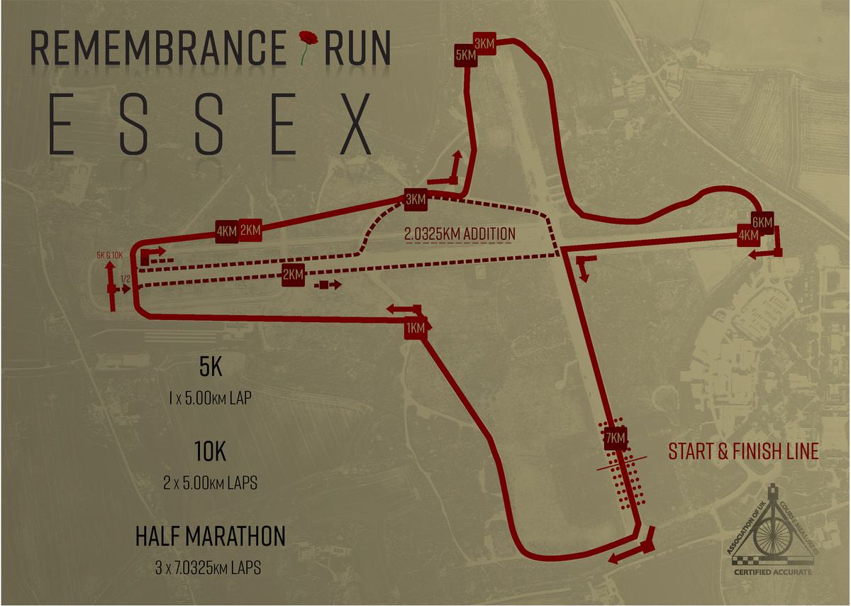 Remembrance Run Essex course map