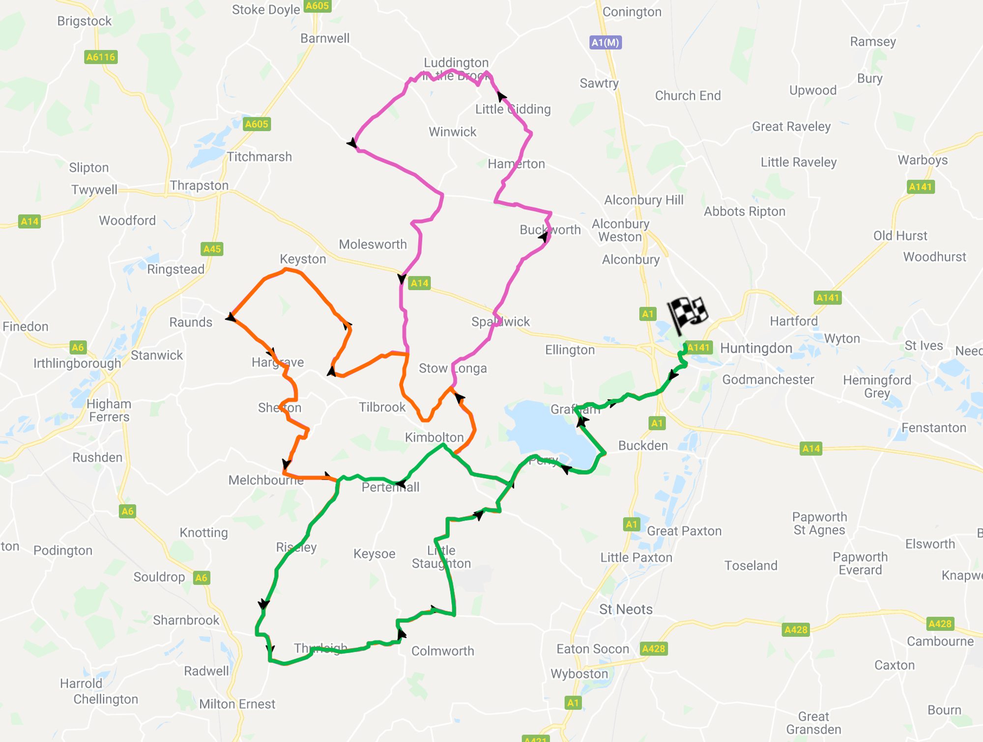 The UKCE Cambridgeshire Classic course map