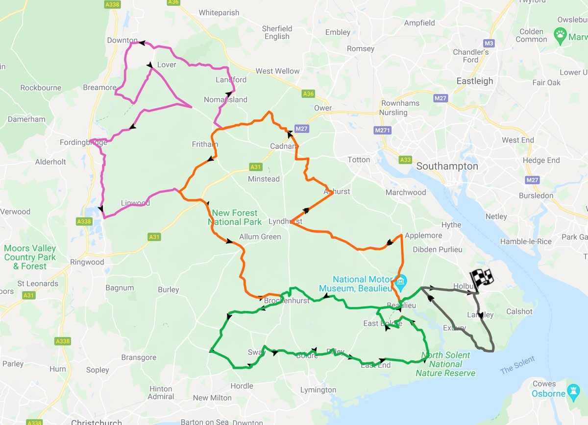 The UKCE New Forest Tour - Saturday course map
