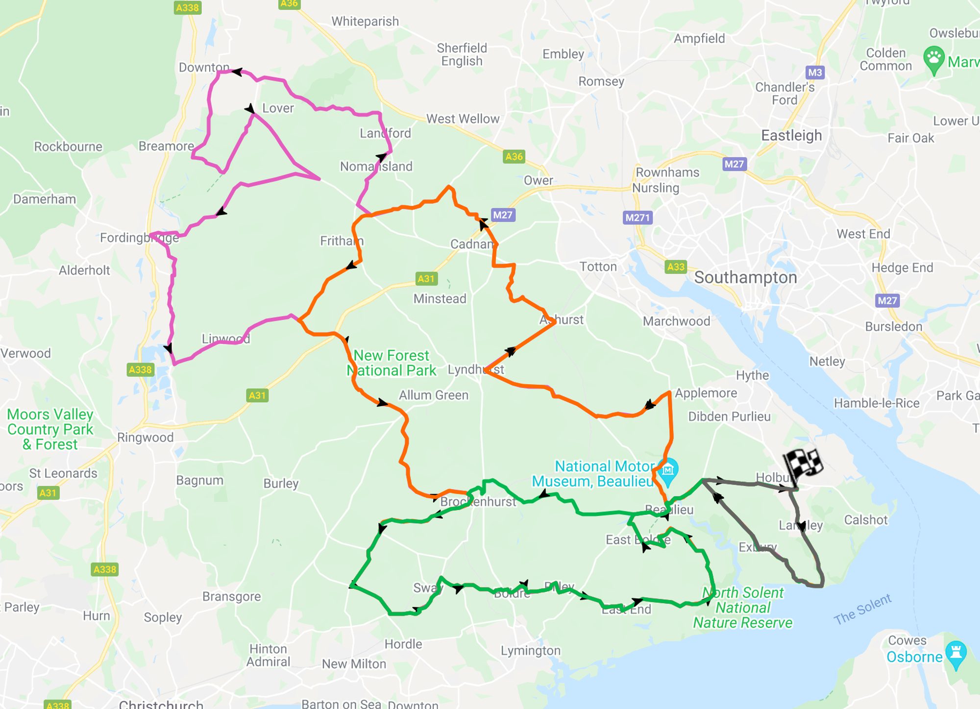 The UKCE New Forest Tour - Saturday course map
