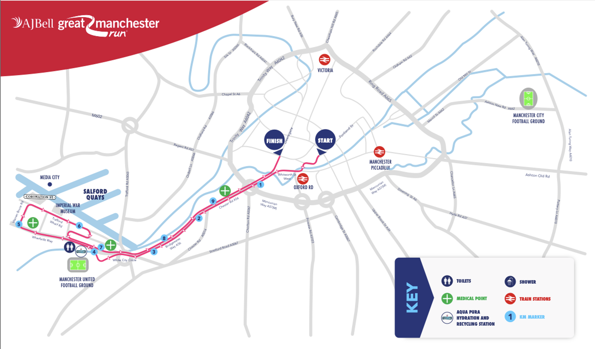 Great Manchester Run 10k & Half course map
