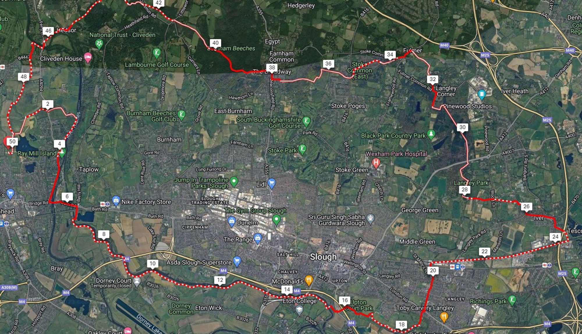 Beat the Sunset 50km course map