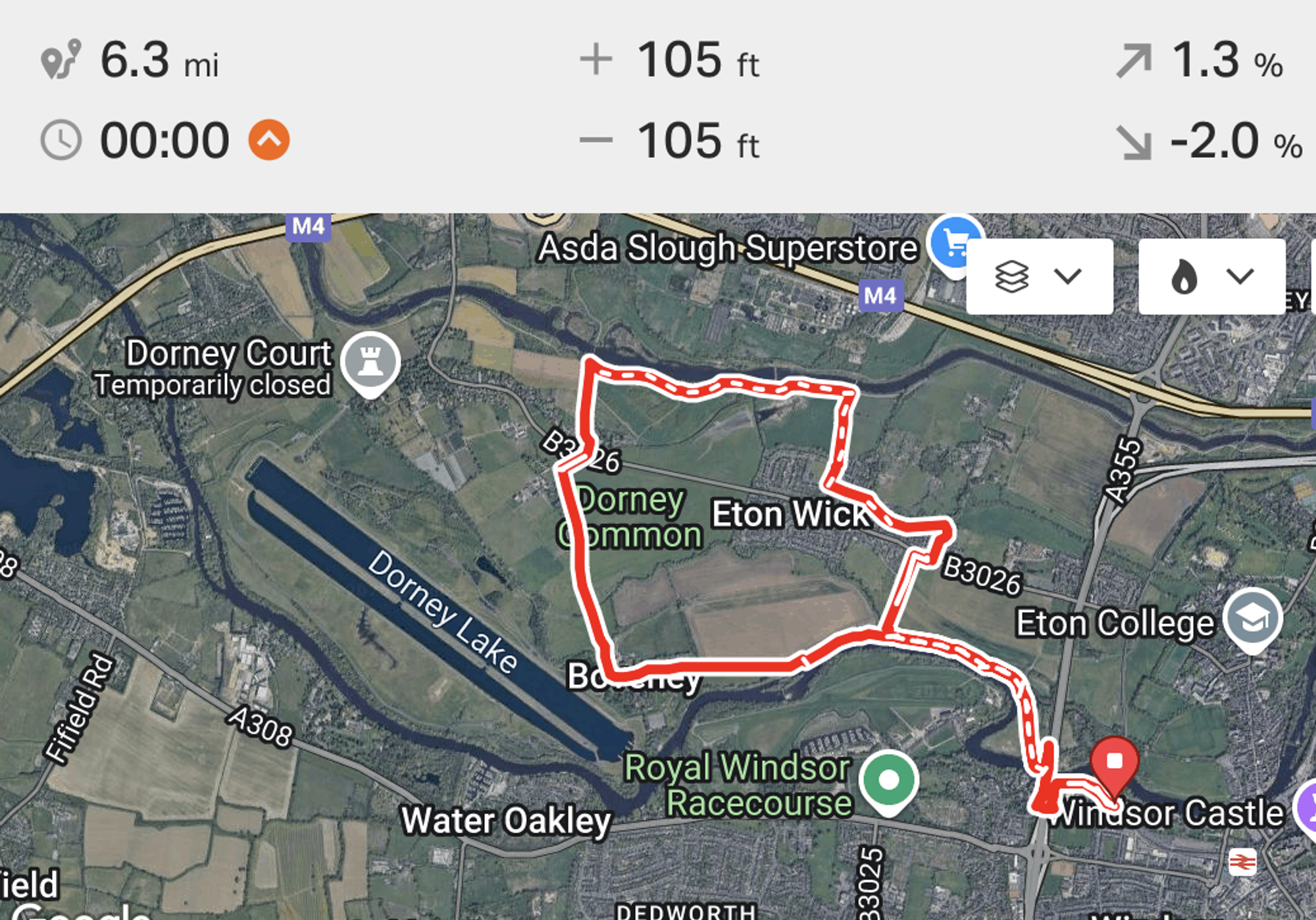 Windsor & Eton 10km course map