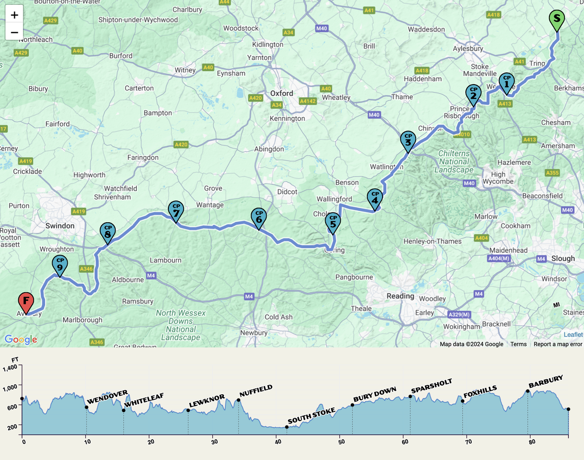 The Ridgeway Challenge course map