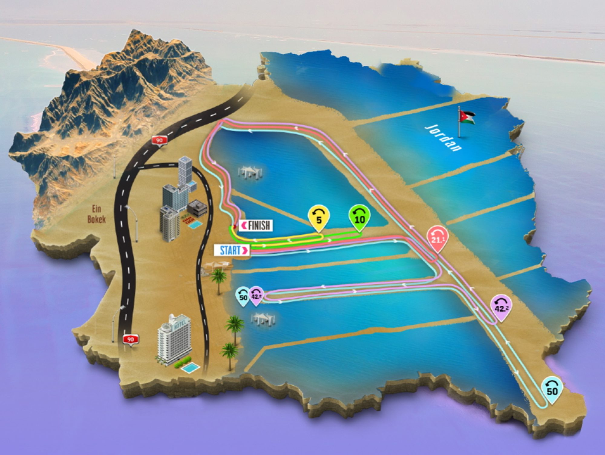Dead Sea Marathon Israel course map