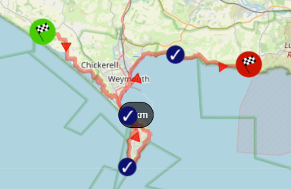 Jurassic Coast Ultra course map