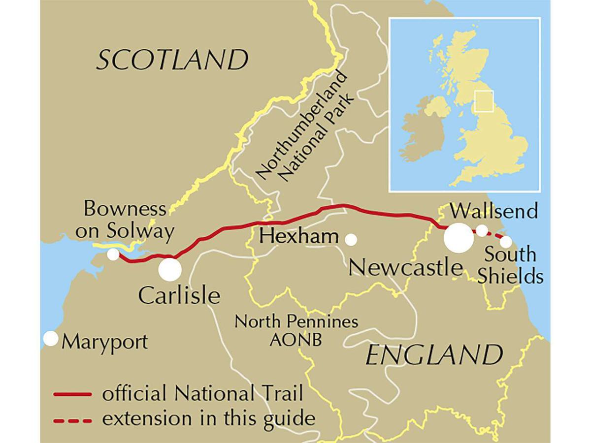 Hadrians Wall | Coast to Coast Challenge | 3 days | 84 miles course map