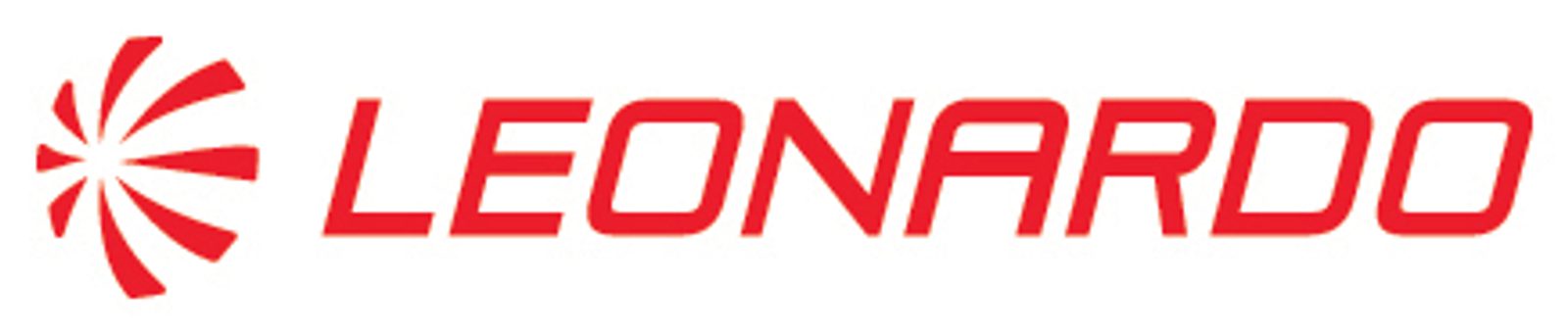 Red Leonardo logo with a stylized circular emblem on the left and the word "LEONARDO" in bold, uppercase letters on the right, all on a white background.